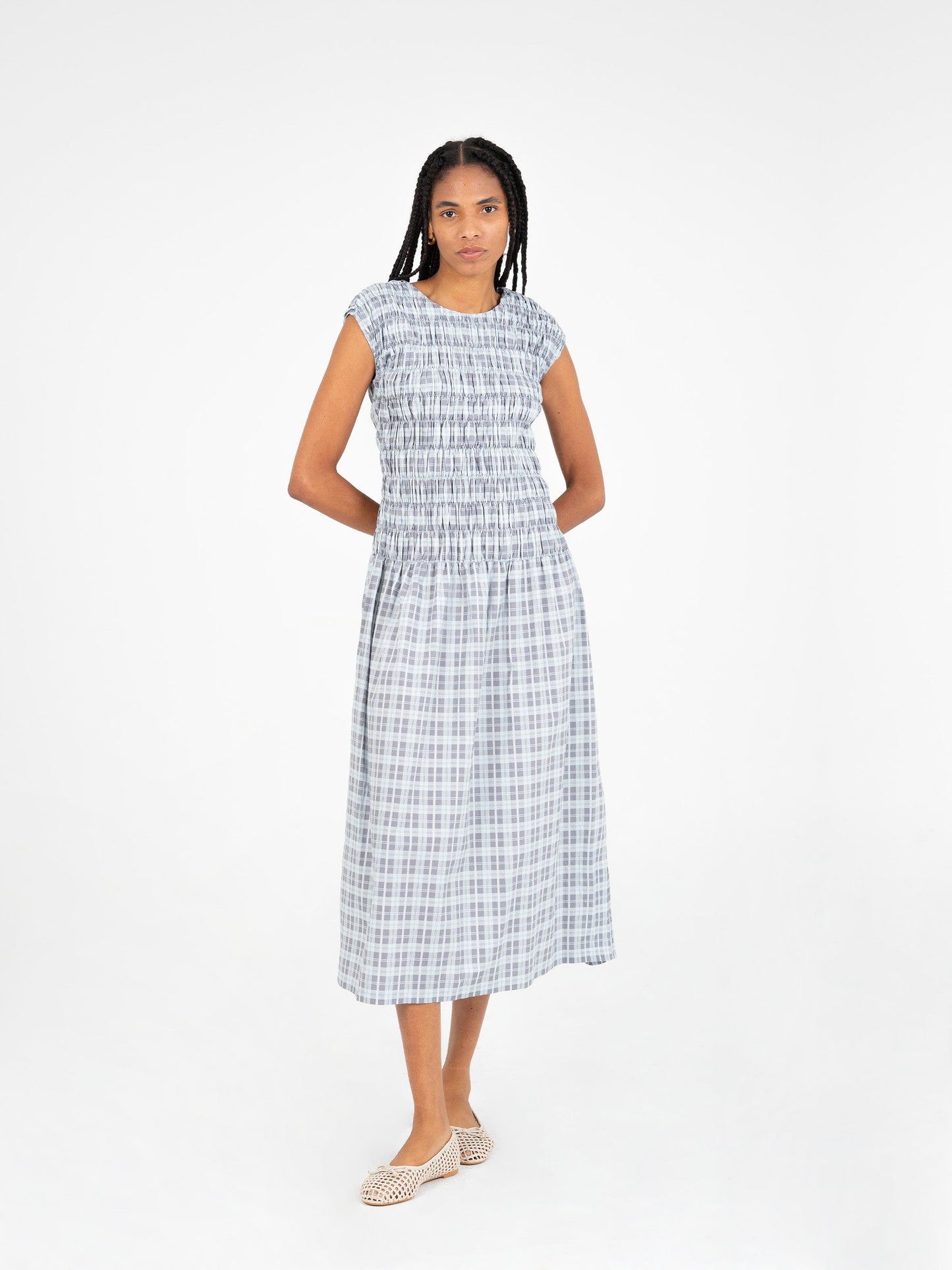 Empressa Blue Tartan Print Dress