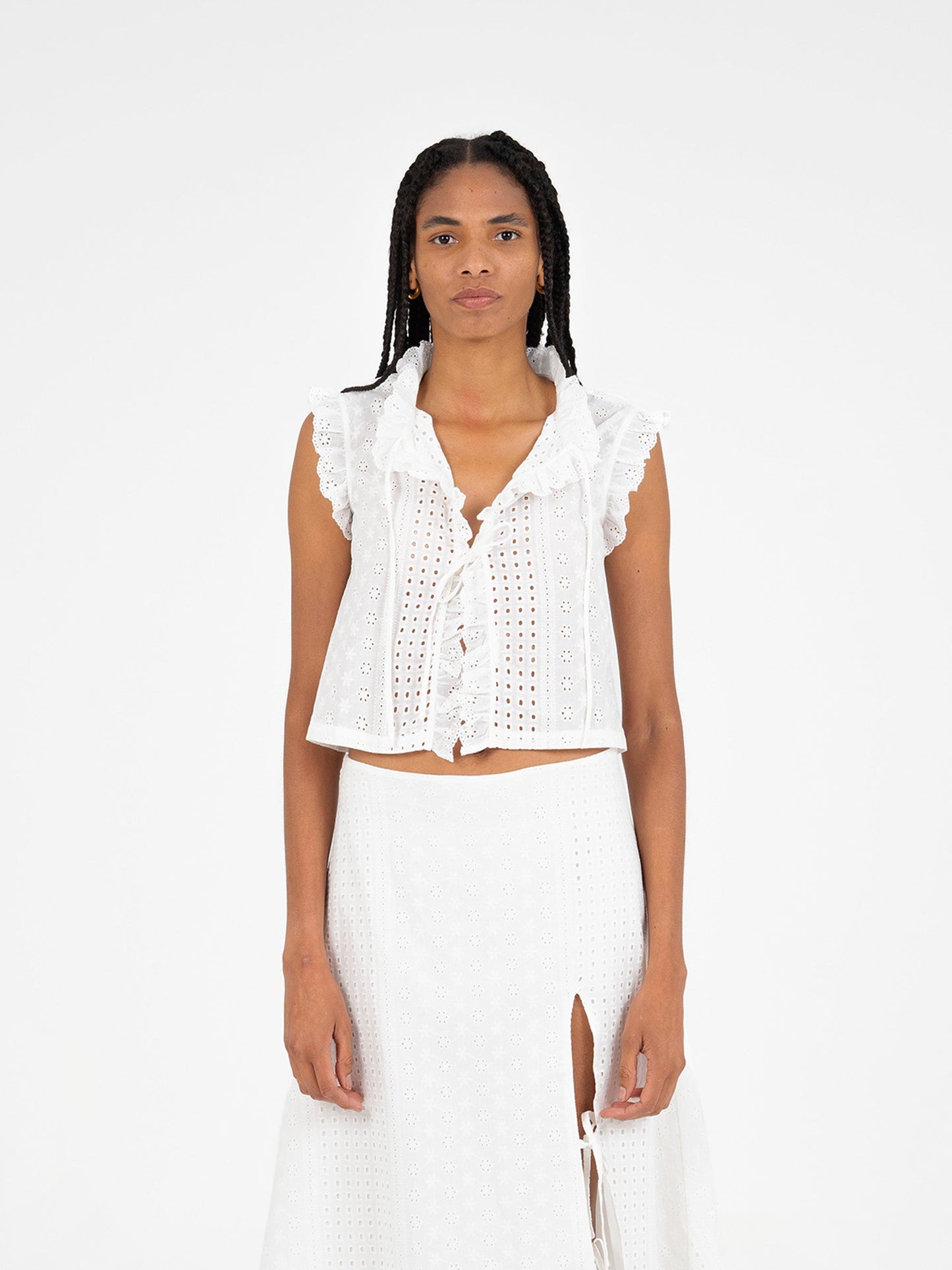 Lumora White Broderie Vest
