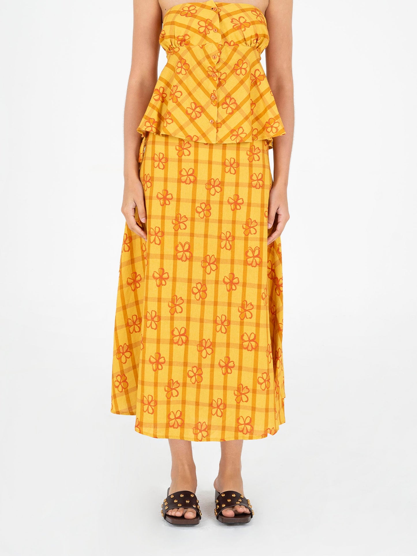 Harlequin Floral Print Skirt