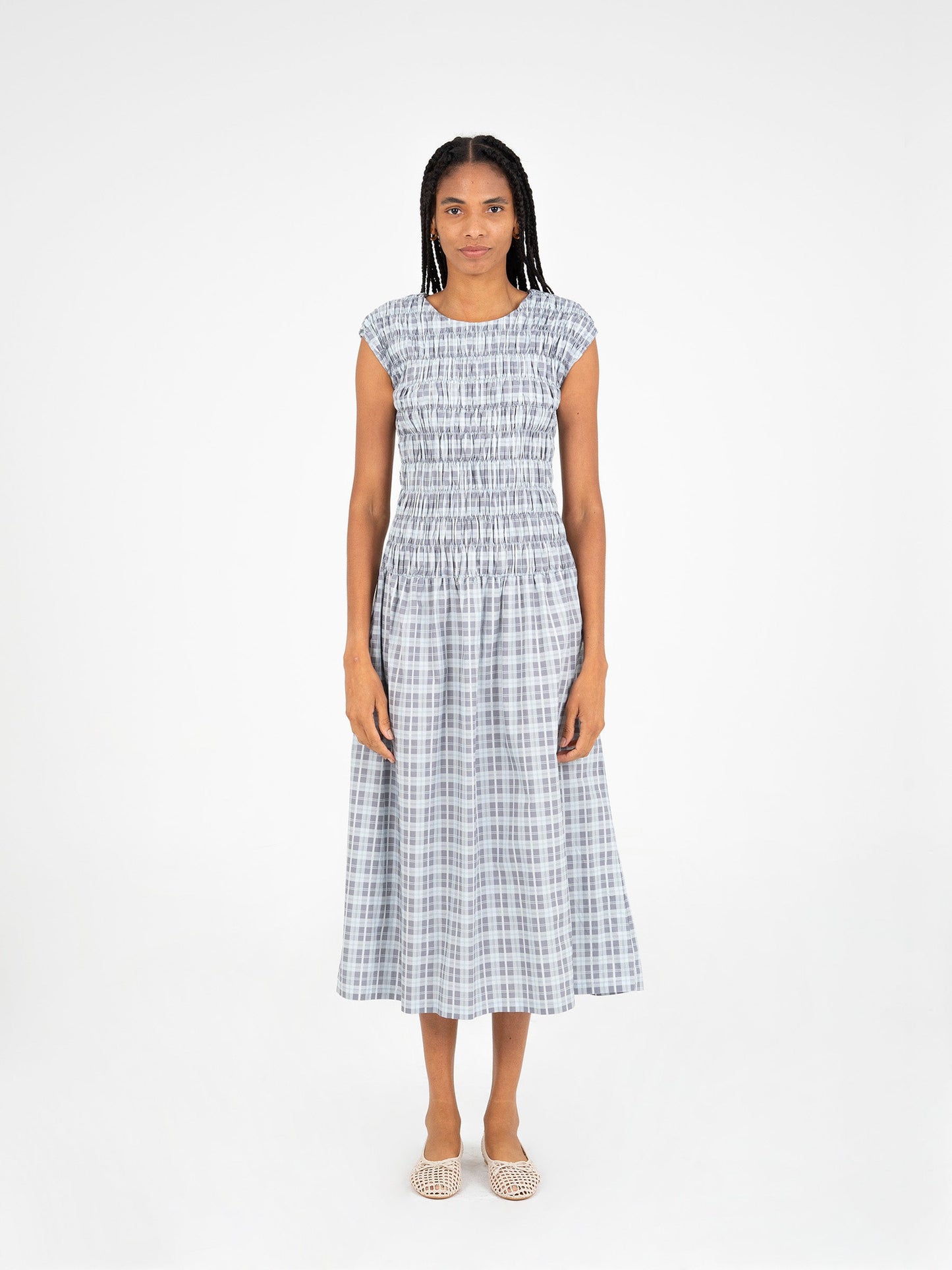 Empressa Blue Tartan Print Dress