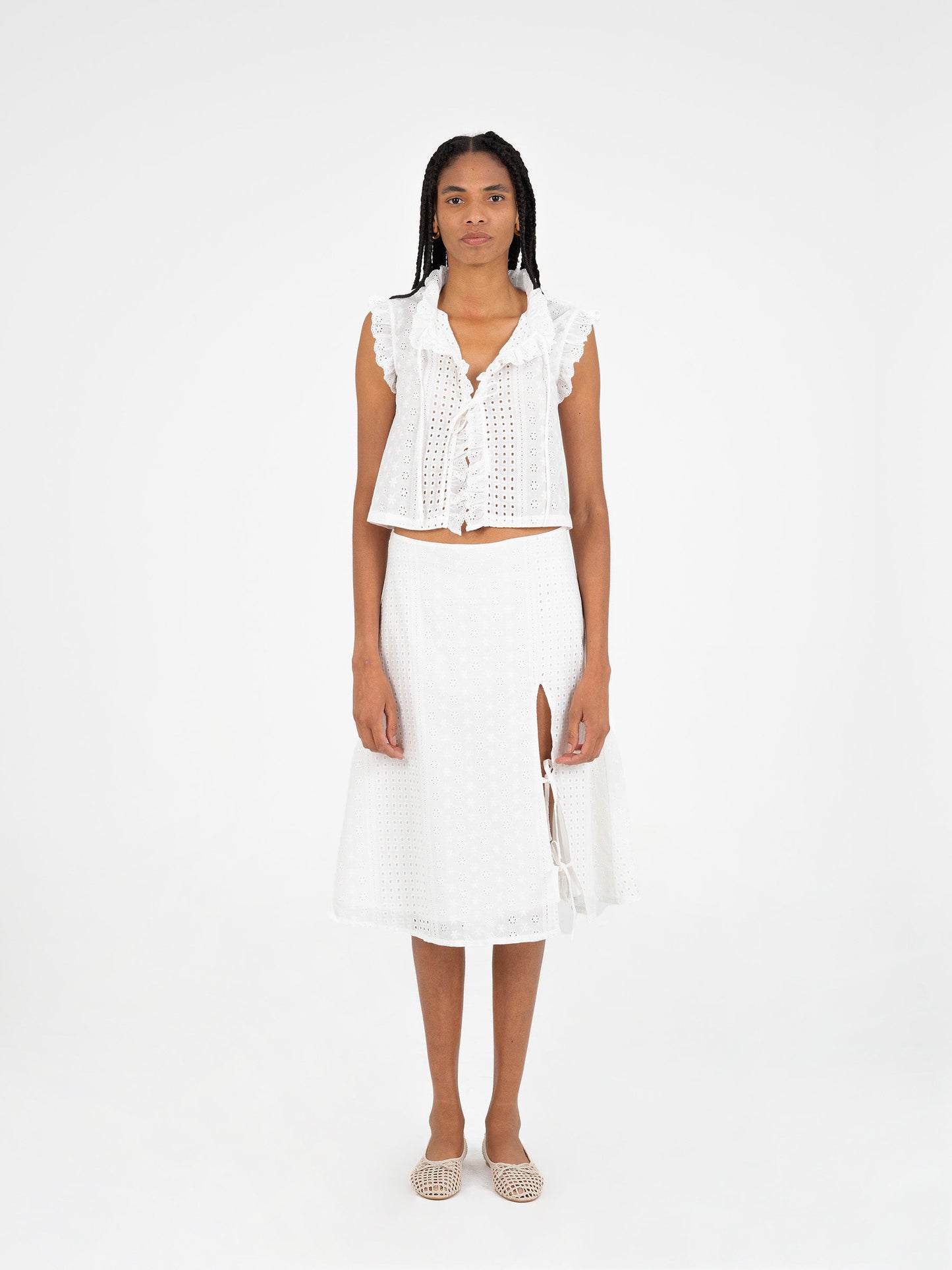 Lumora White Broderie Vest
