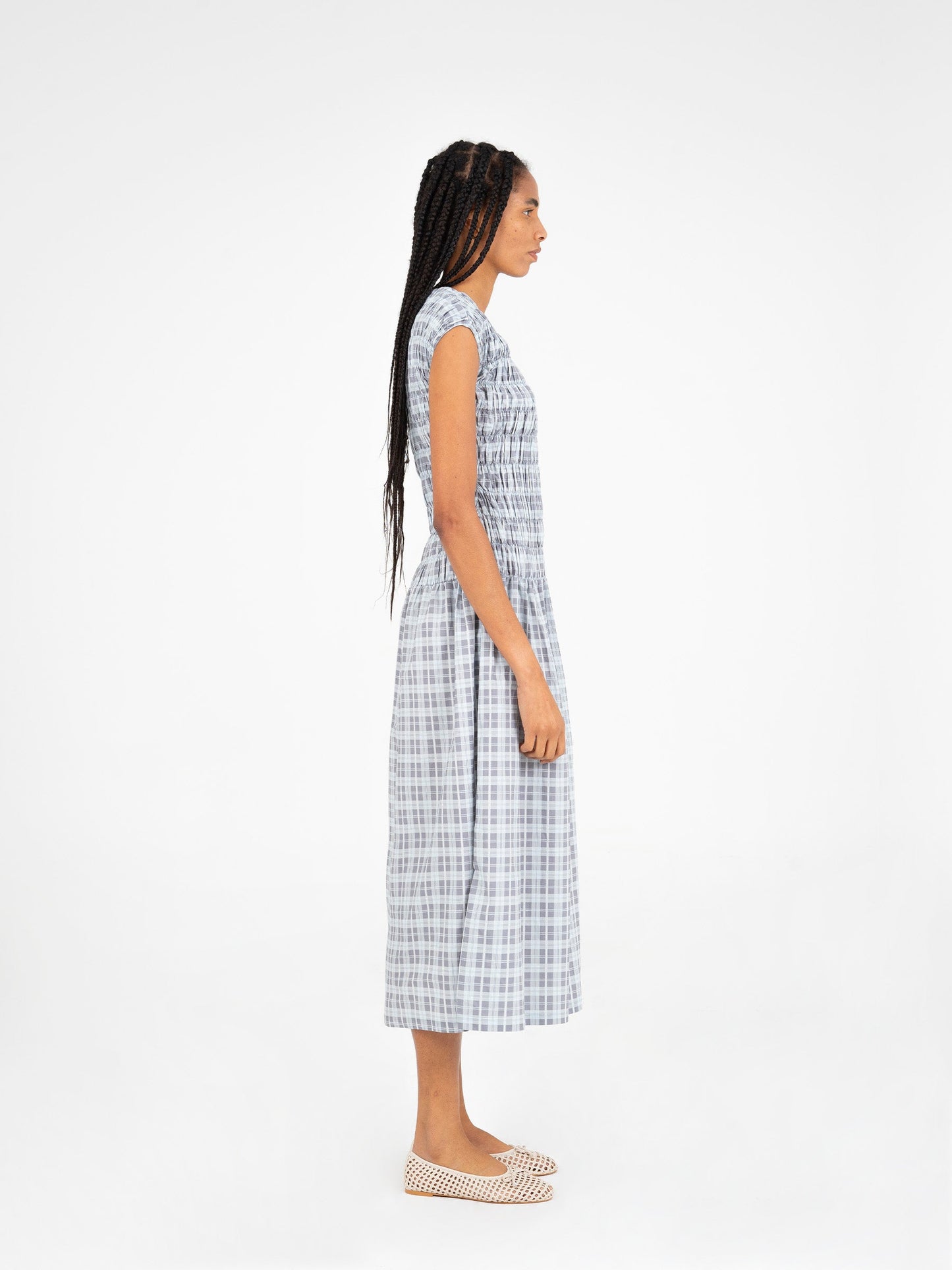 Empressa Blue Tartan Print Dress