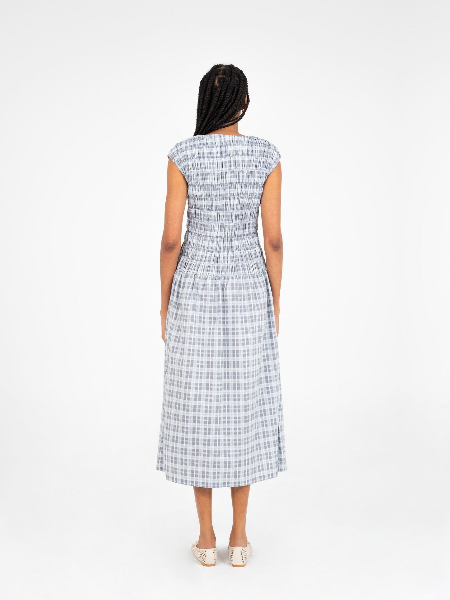 Empressa Blue Tartan Print Dress