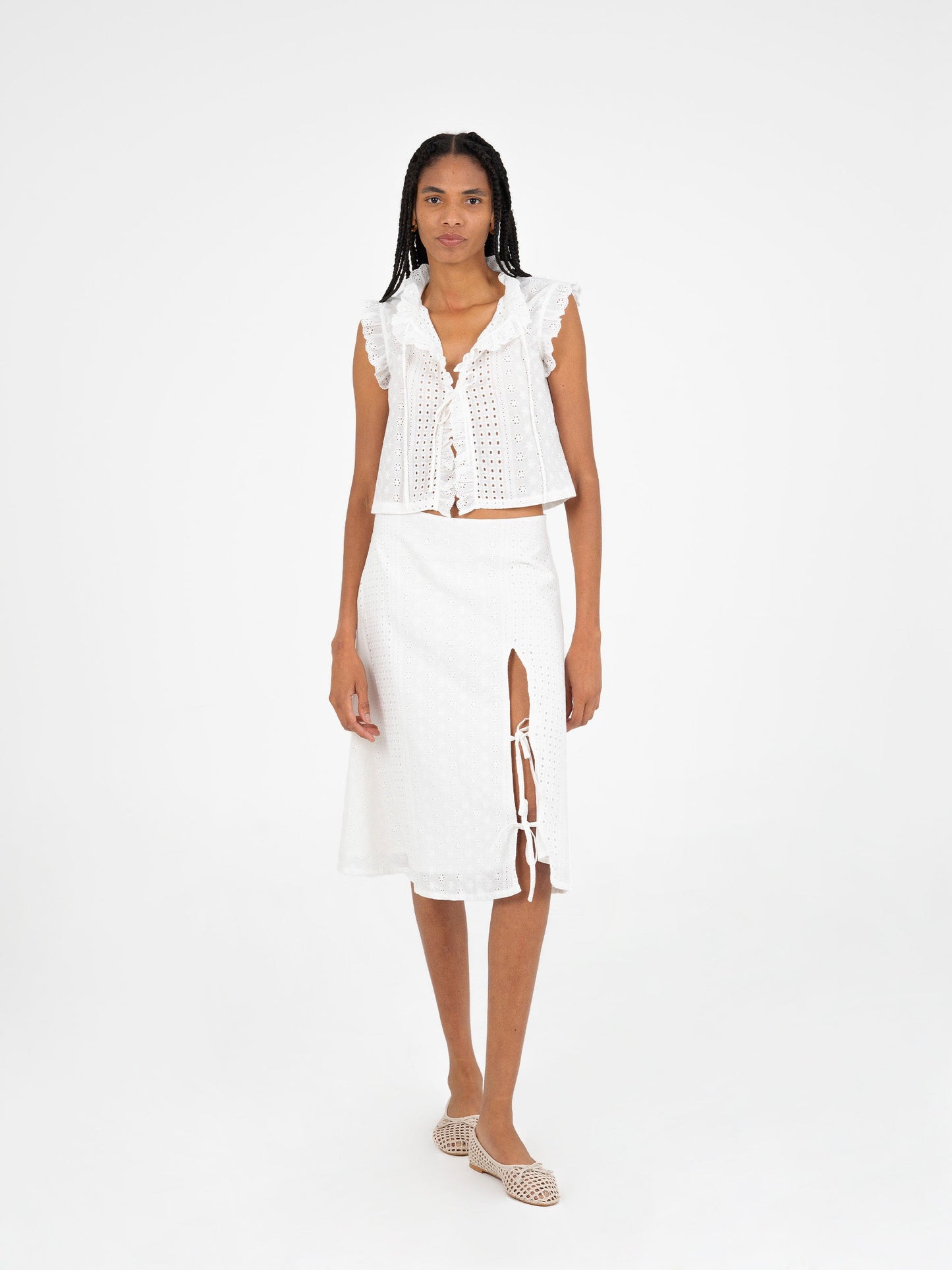 Lumora White Broderie Vest