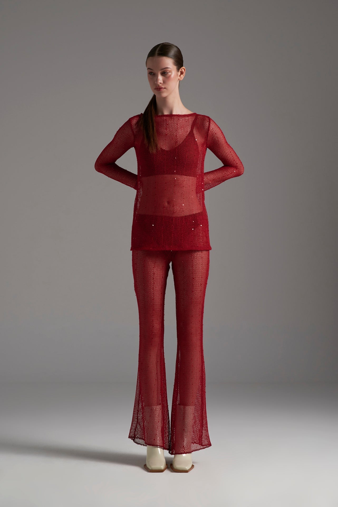 Sequined Net Trousers