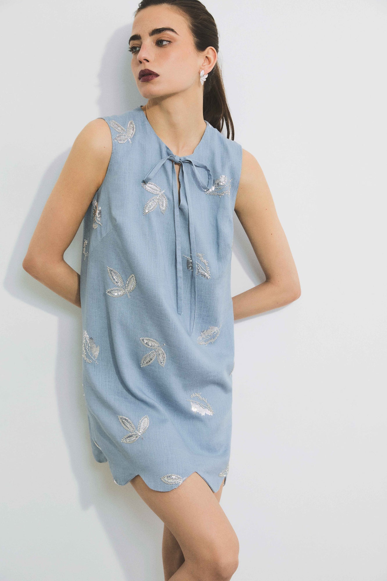Wave Baby Blue Mini Dress