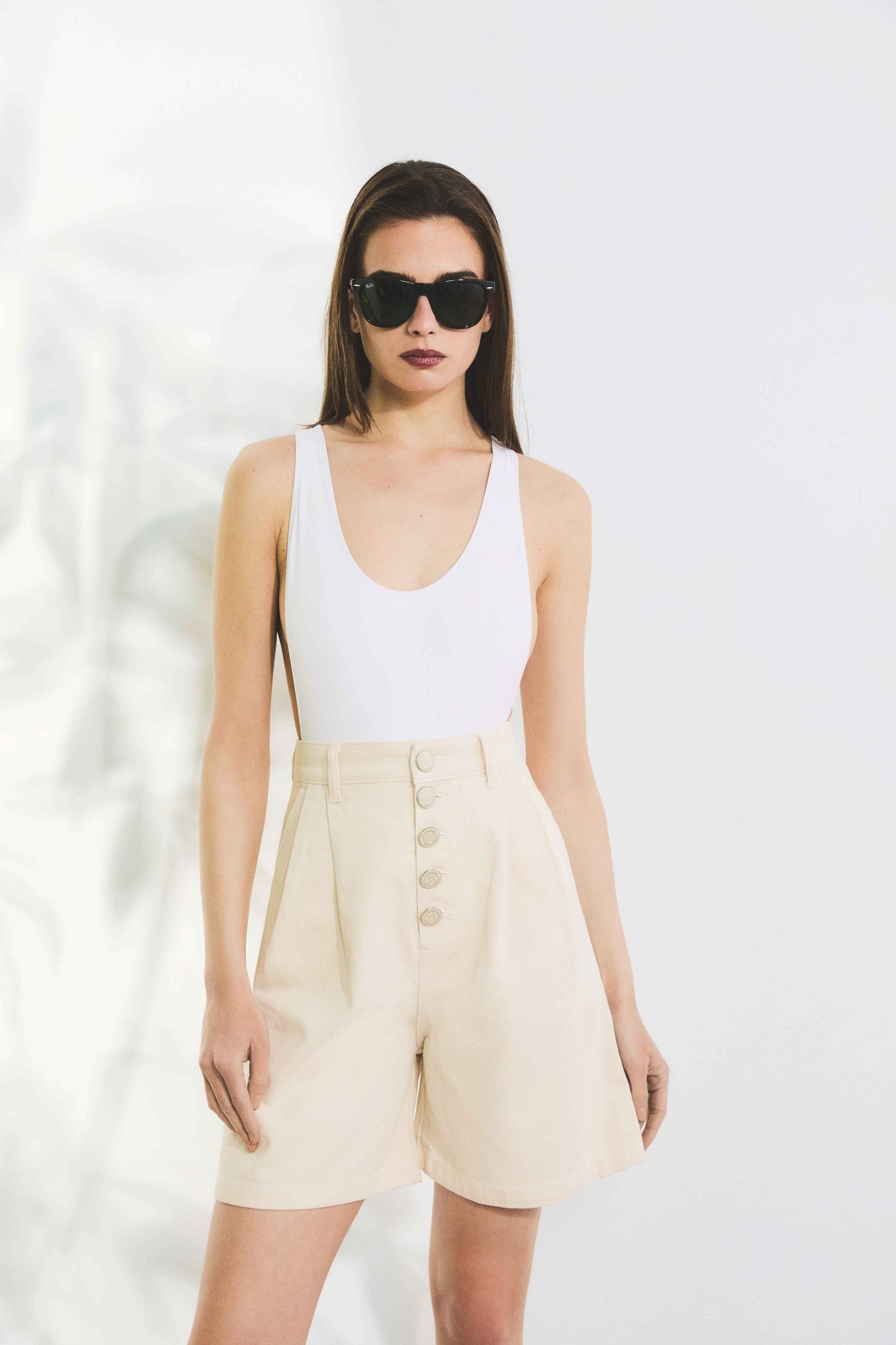 White Denim Bermuda Shorts