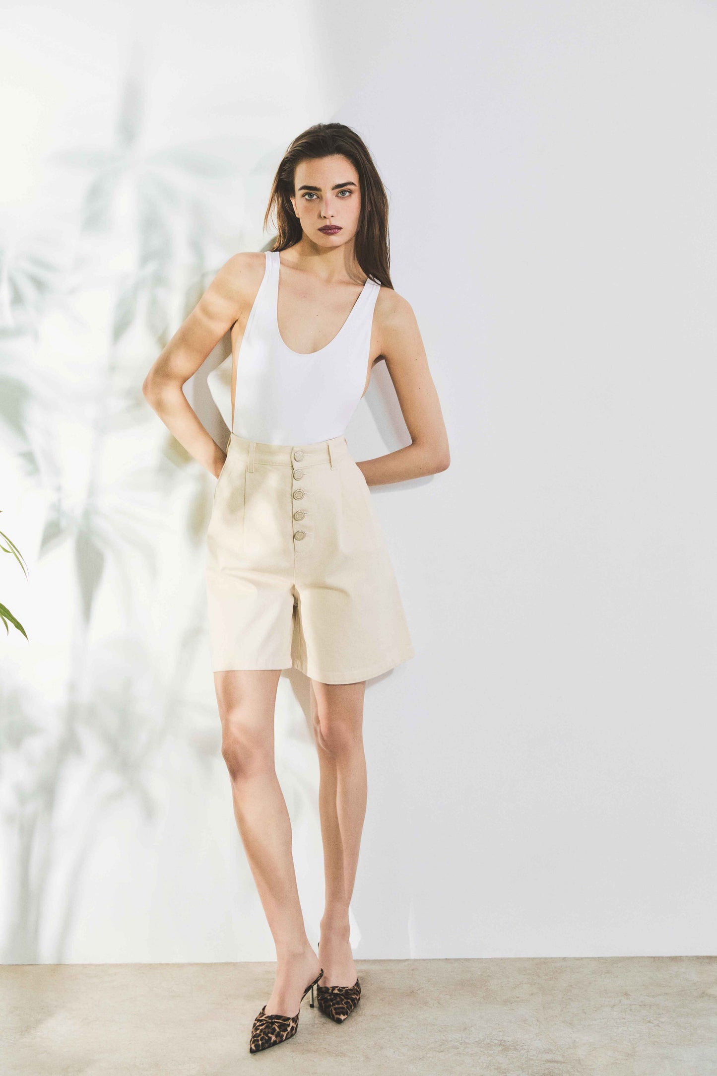 White Denim Bermuda Shorts