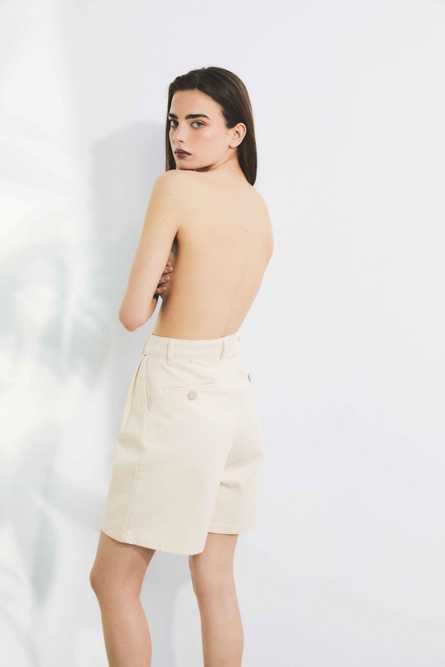 White Denim Bermuda Shorts