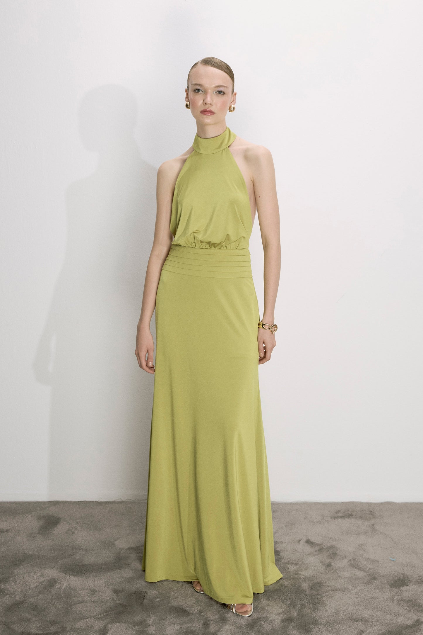 Juliette Long Jersey Dress in Green Glow