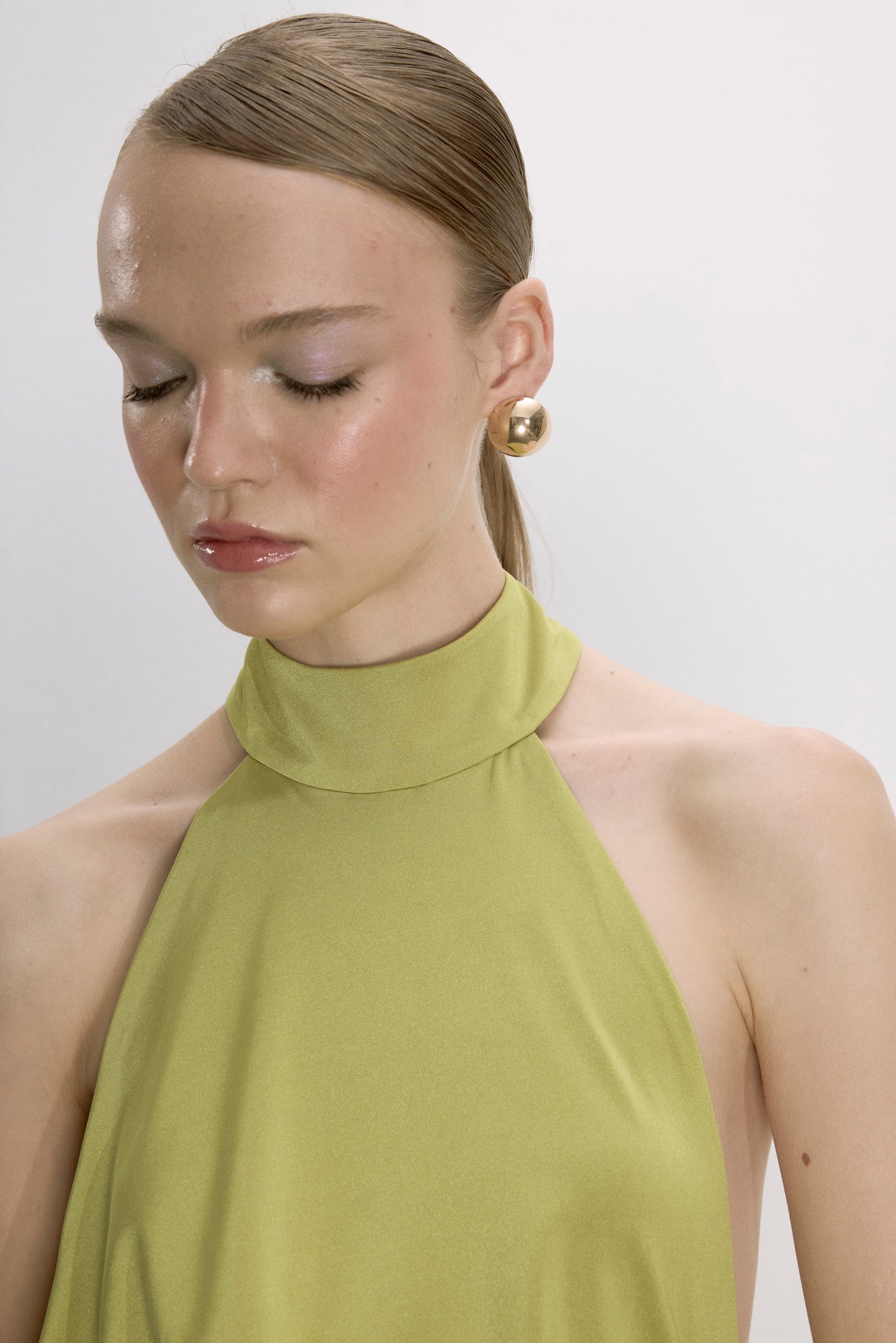 Juliette Long Jersey Dress in Green Glow
