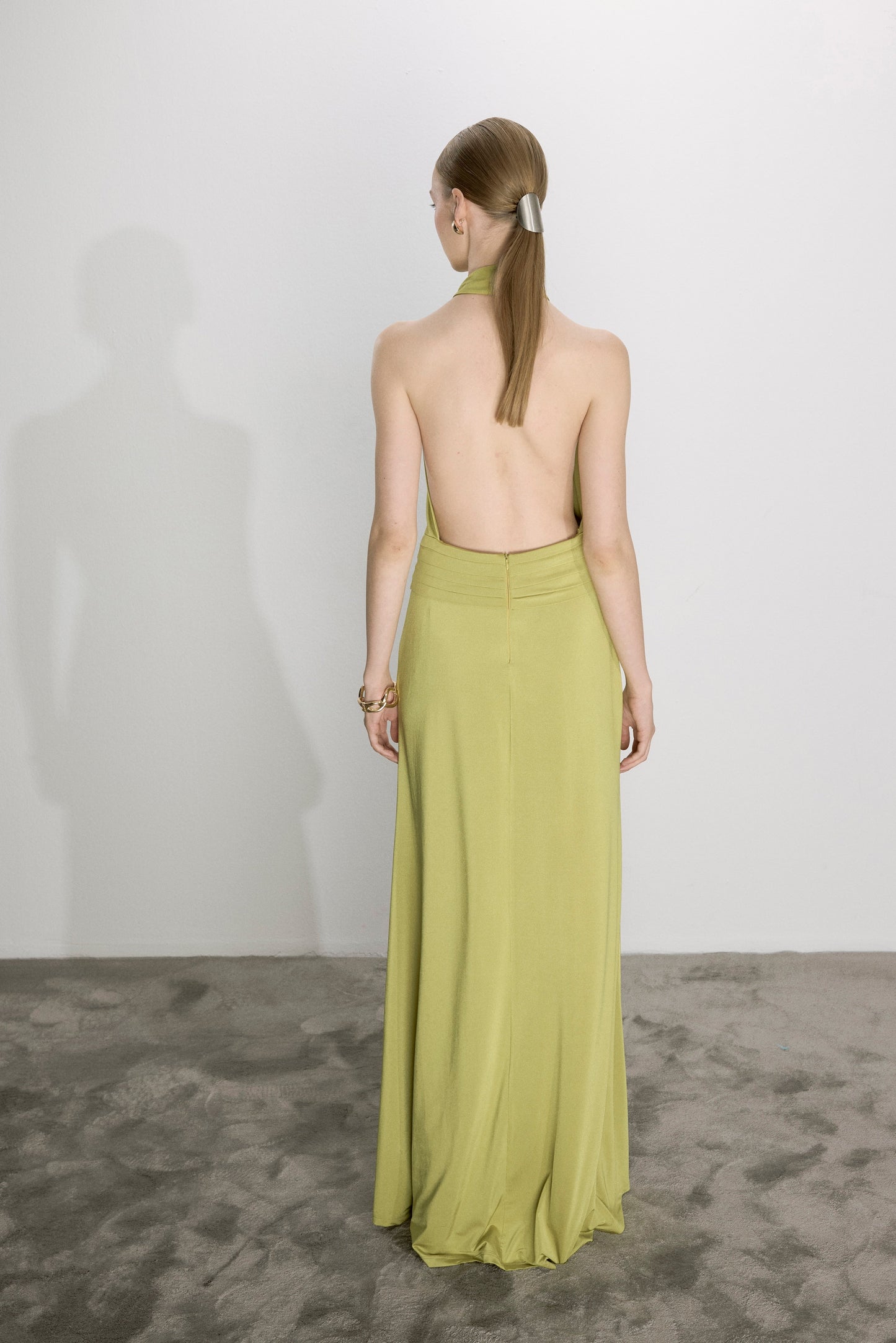 Juliette Long Jersey Dress in Green Glow