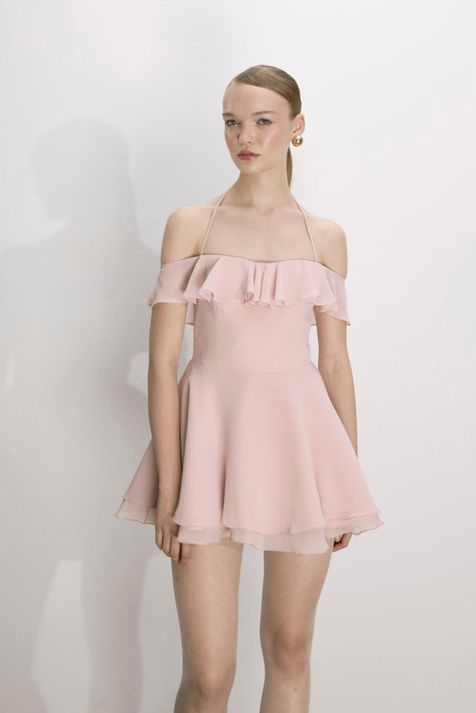 Evie Mini Dress in Tender Peach