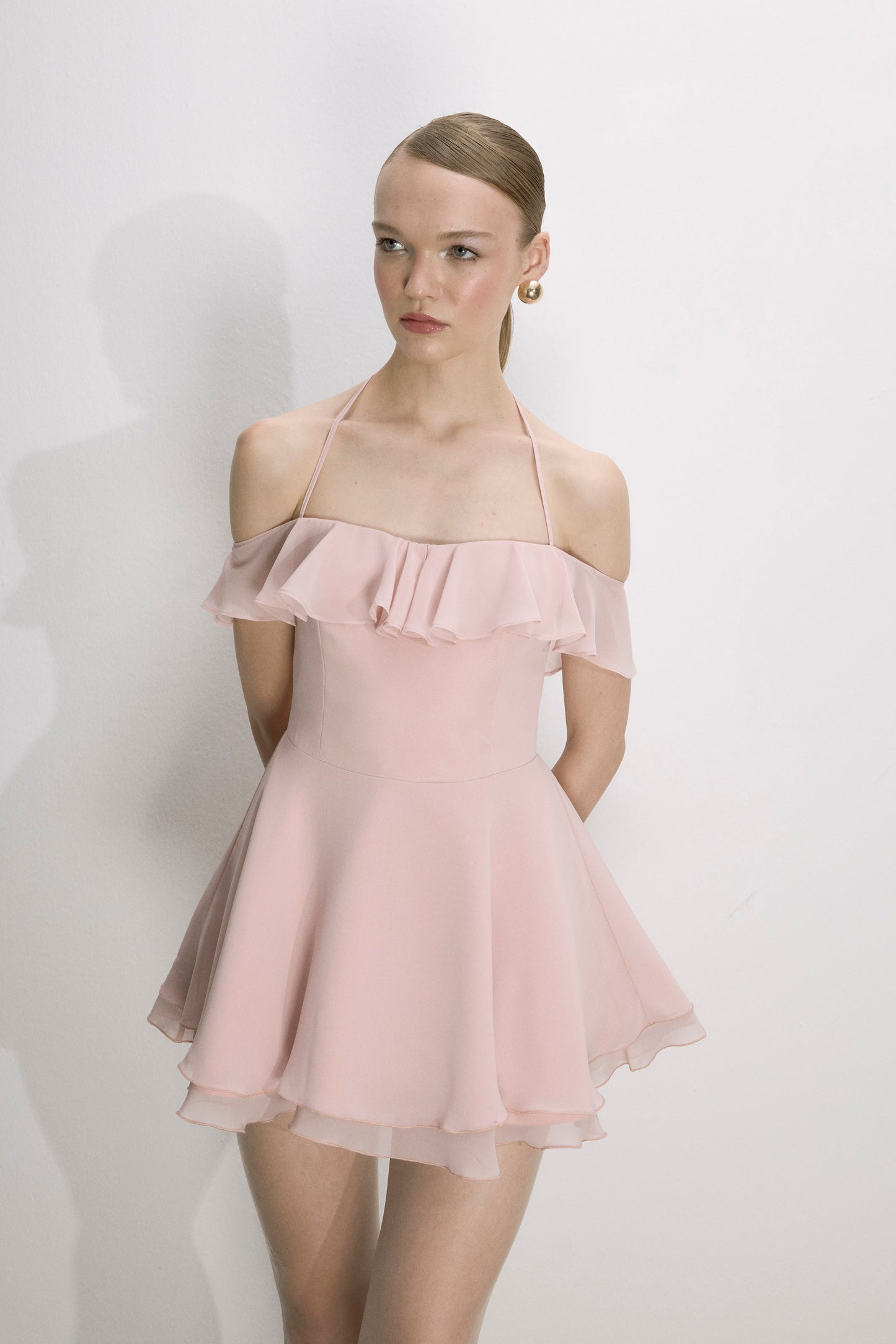 Evie Mini Dress in Tender Peach