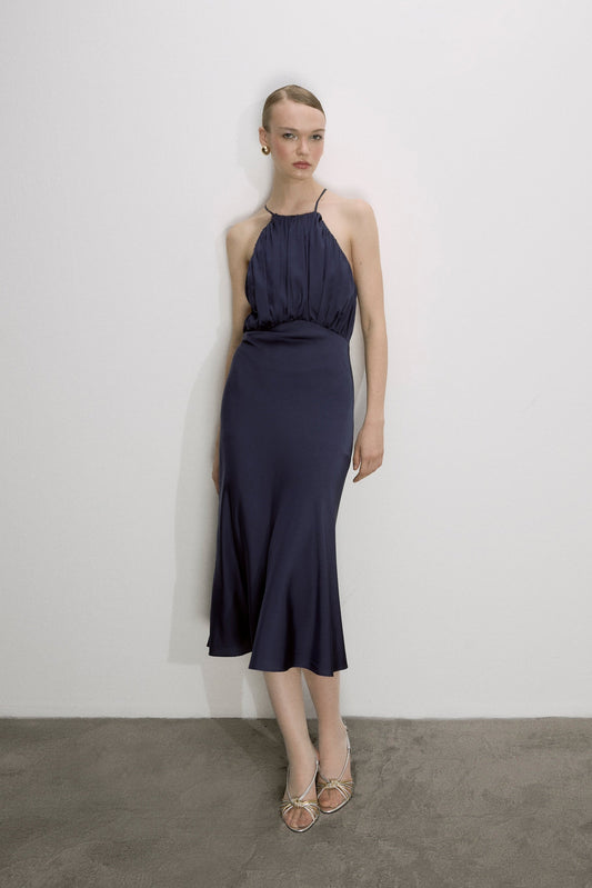 Reese Satin Dress Parisian Blue