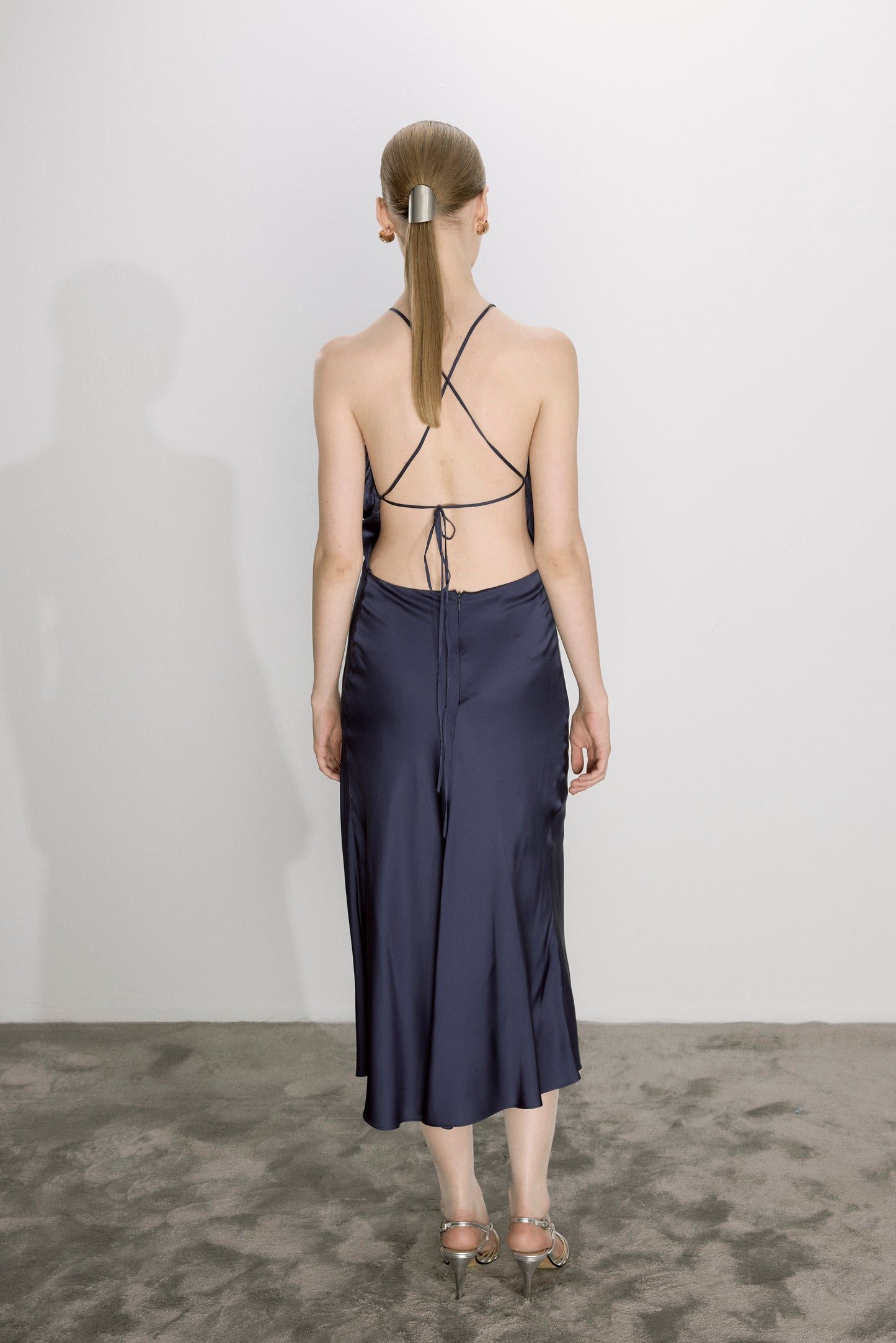 Reese Satin Dress Parisian Blue
