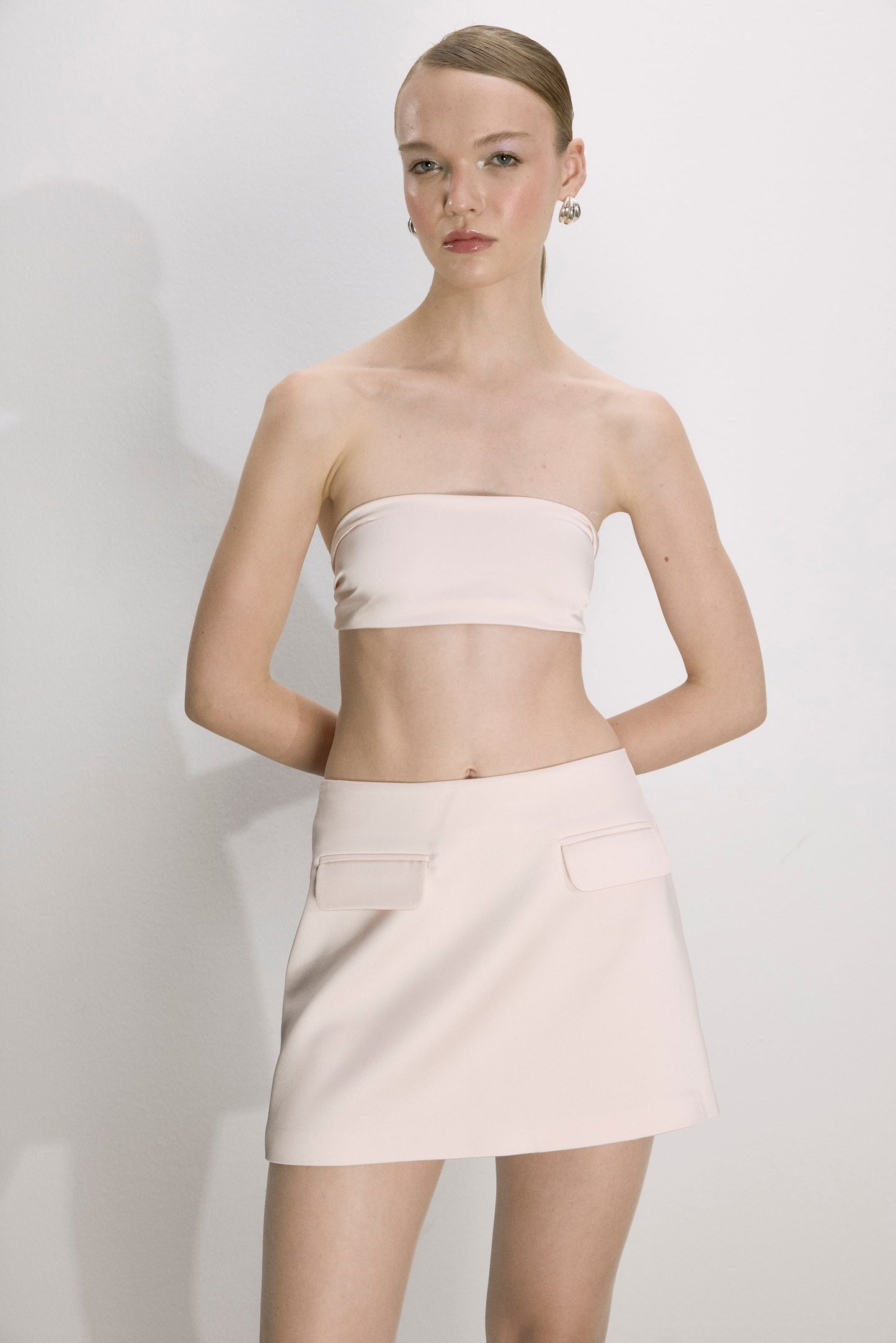 Marde A-Line Mini Skirt in Cloud Pink