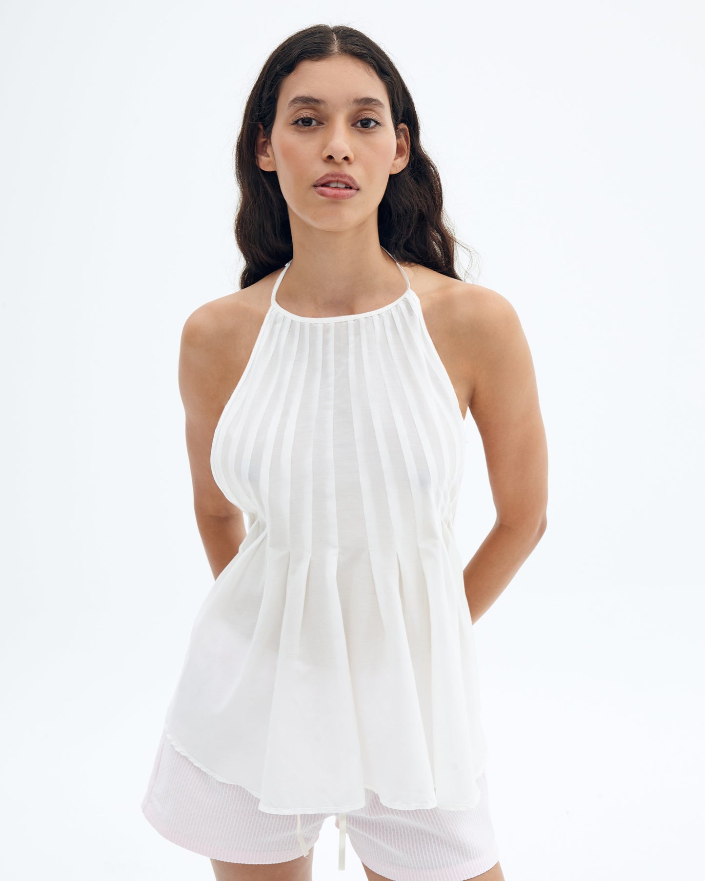 Shang voile pleated top