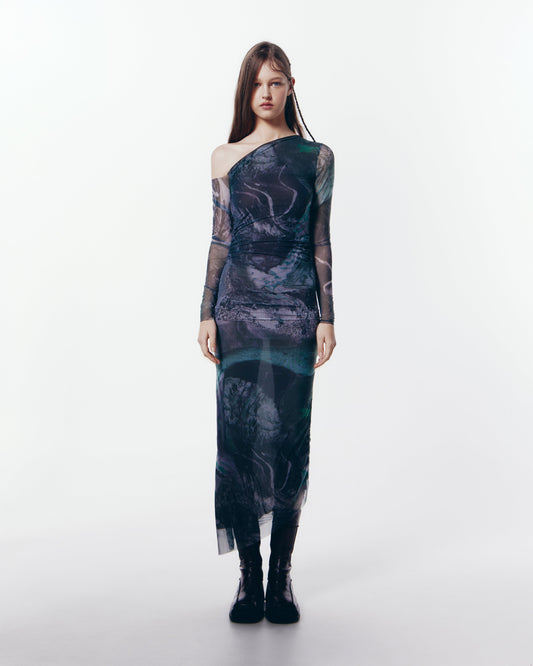 Akasha non see-through mesh dress (Print)
