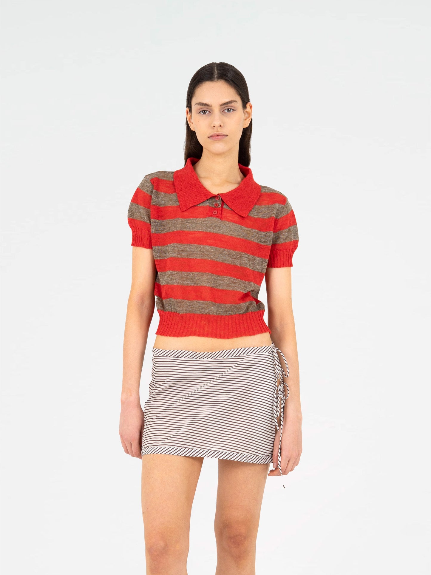 Sage Striped Knit Polo