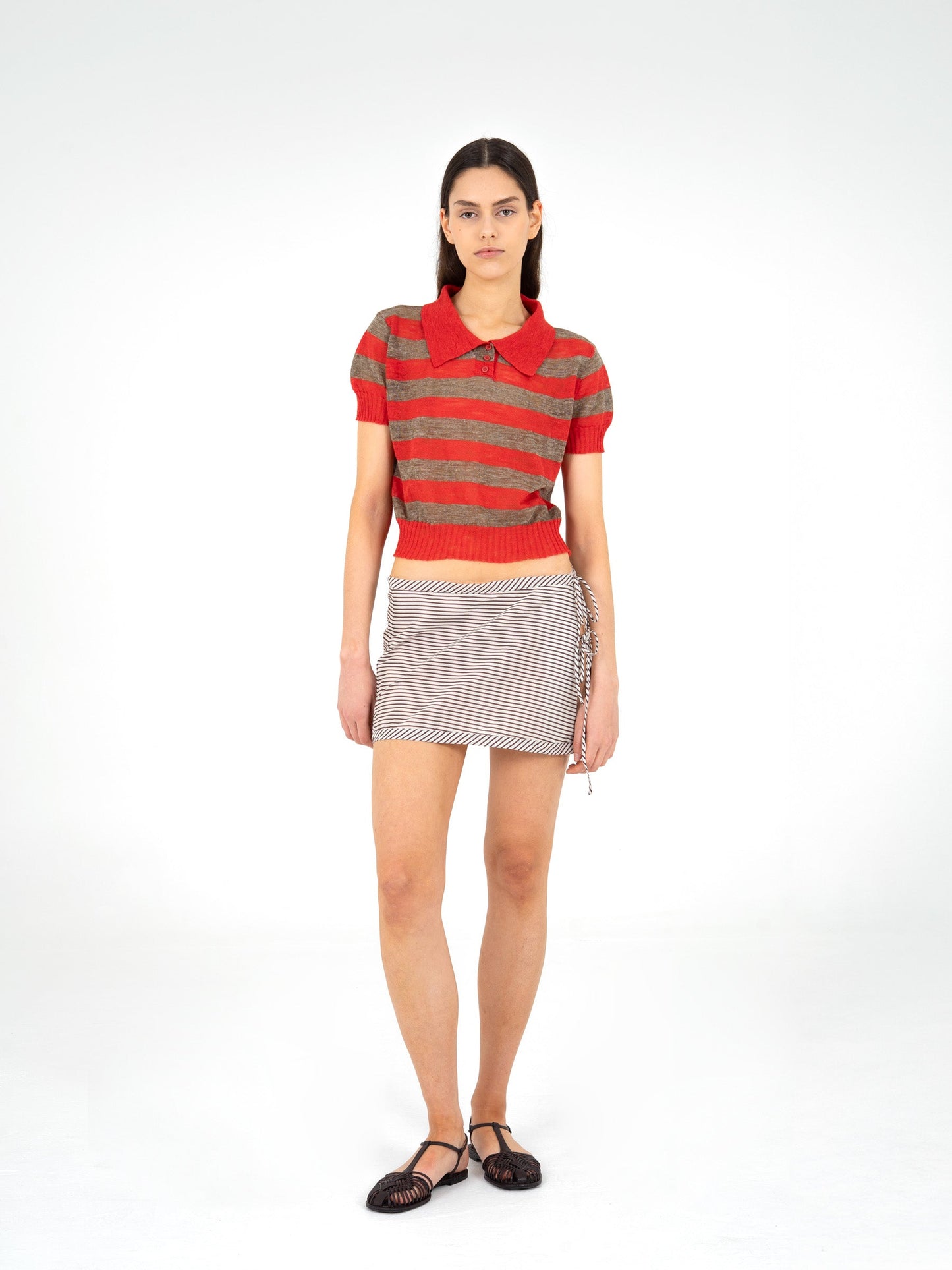 Sage Striped Knit Polo