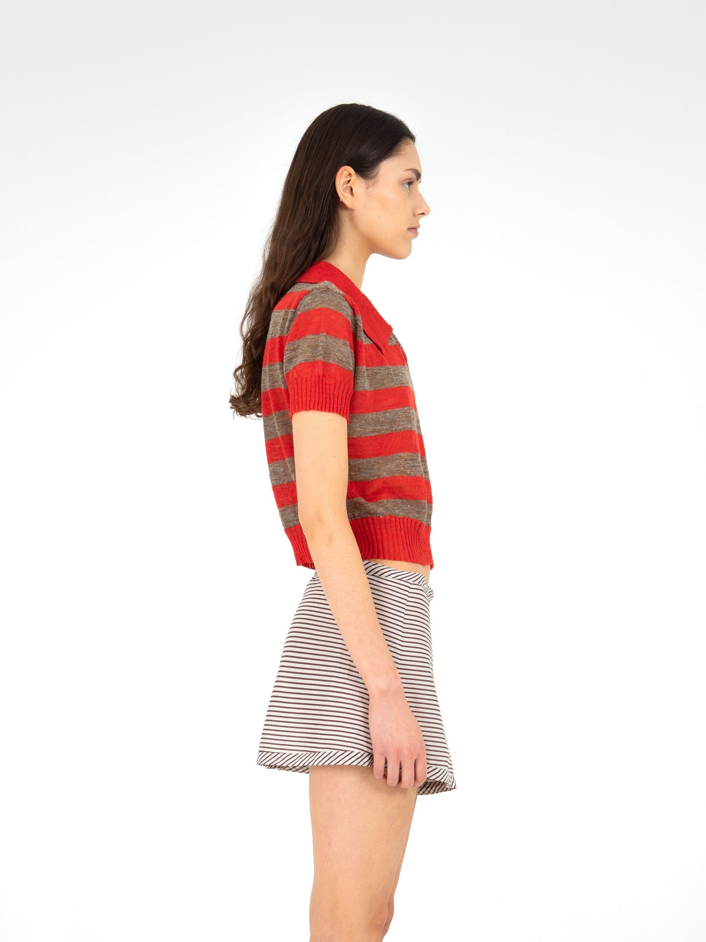 Sage Striped Knit Polo