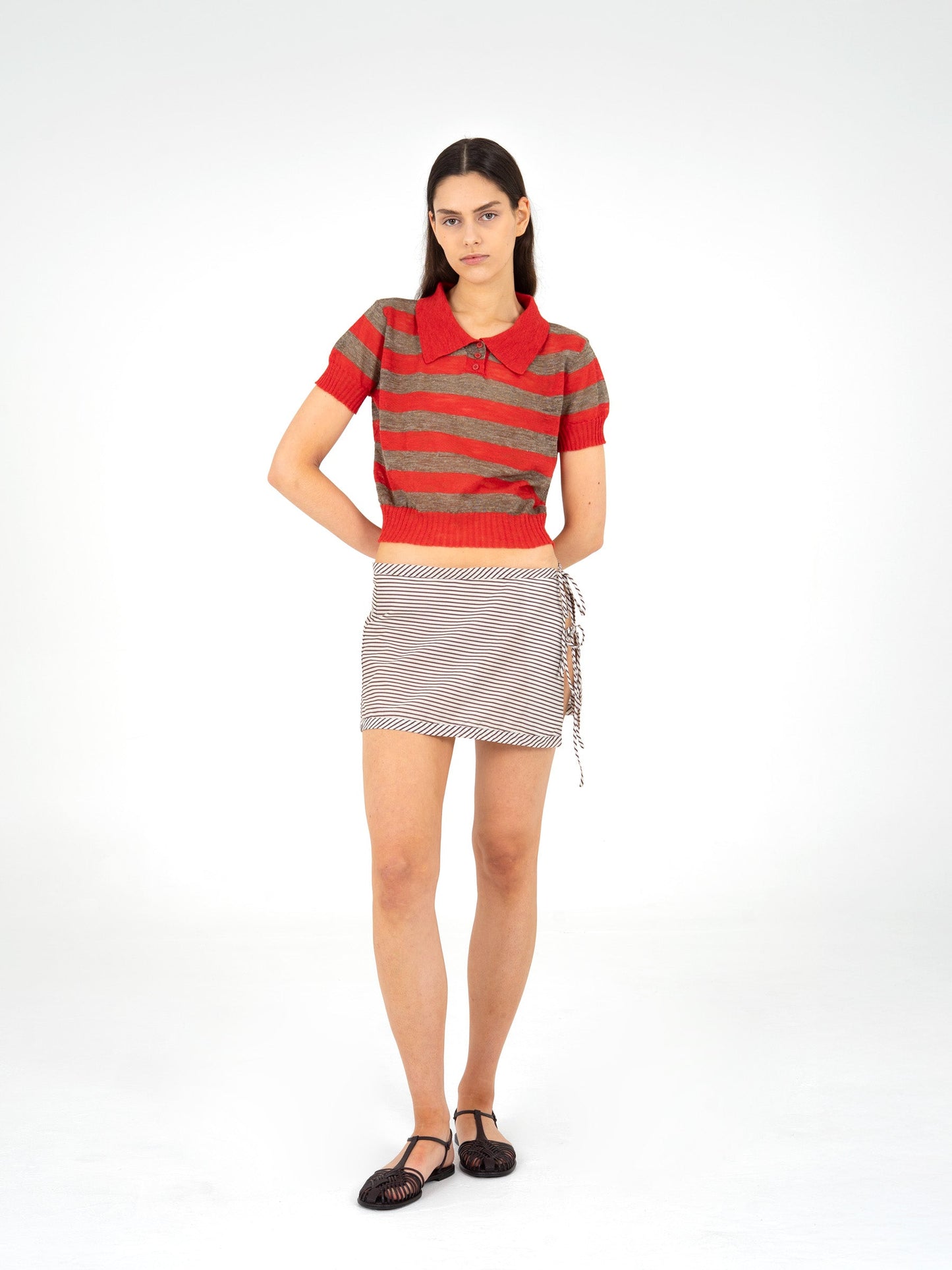 Sage Striped Knit Polo