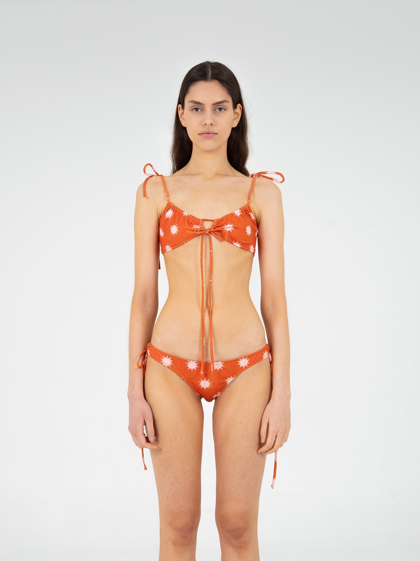 Illusion Sun-Printed Red Bikini Top