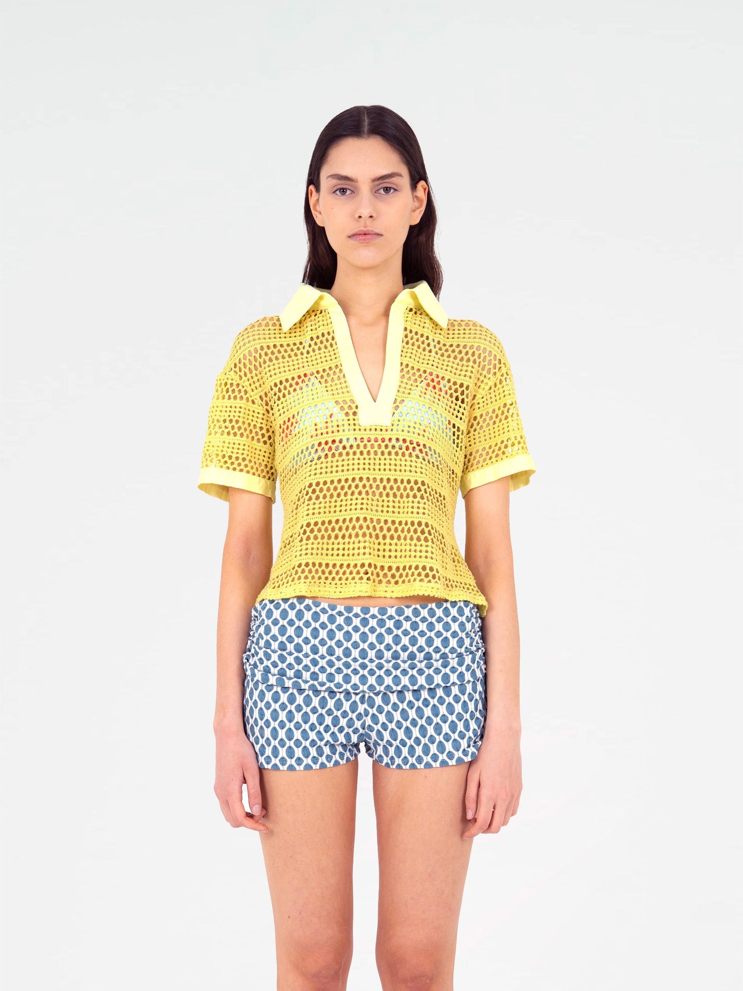 Potion Yellow Sheer Stretch Knit Shirt