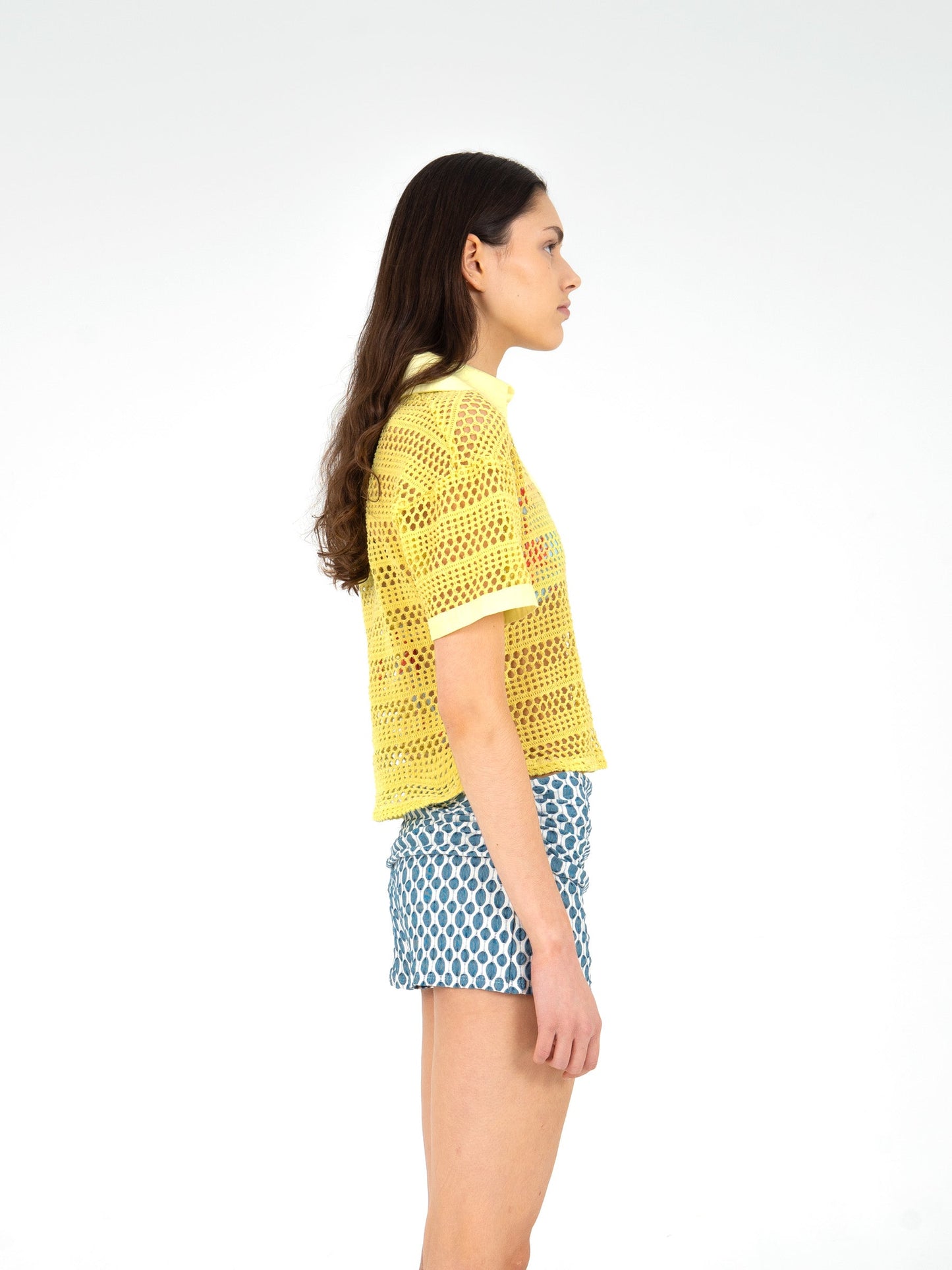 Potion Yellow Sheer Stretch Knit Shirt