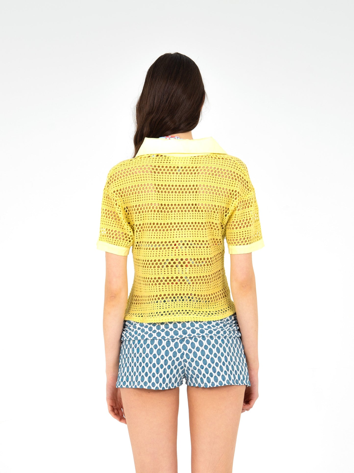 Potion Yellow Sheer Stretch Knit Shirt
