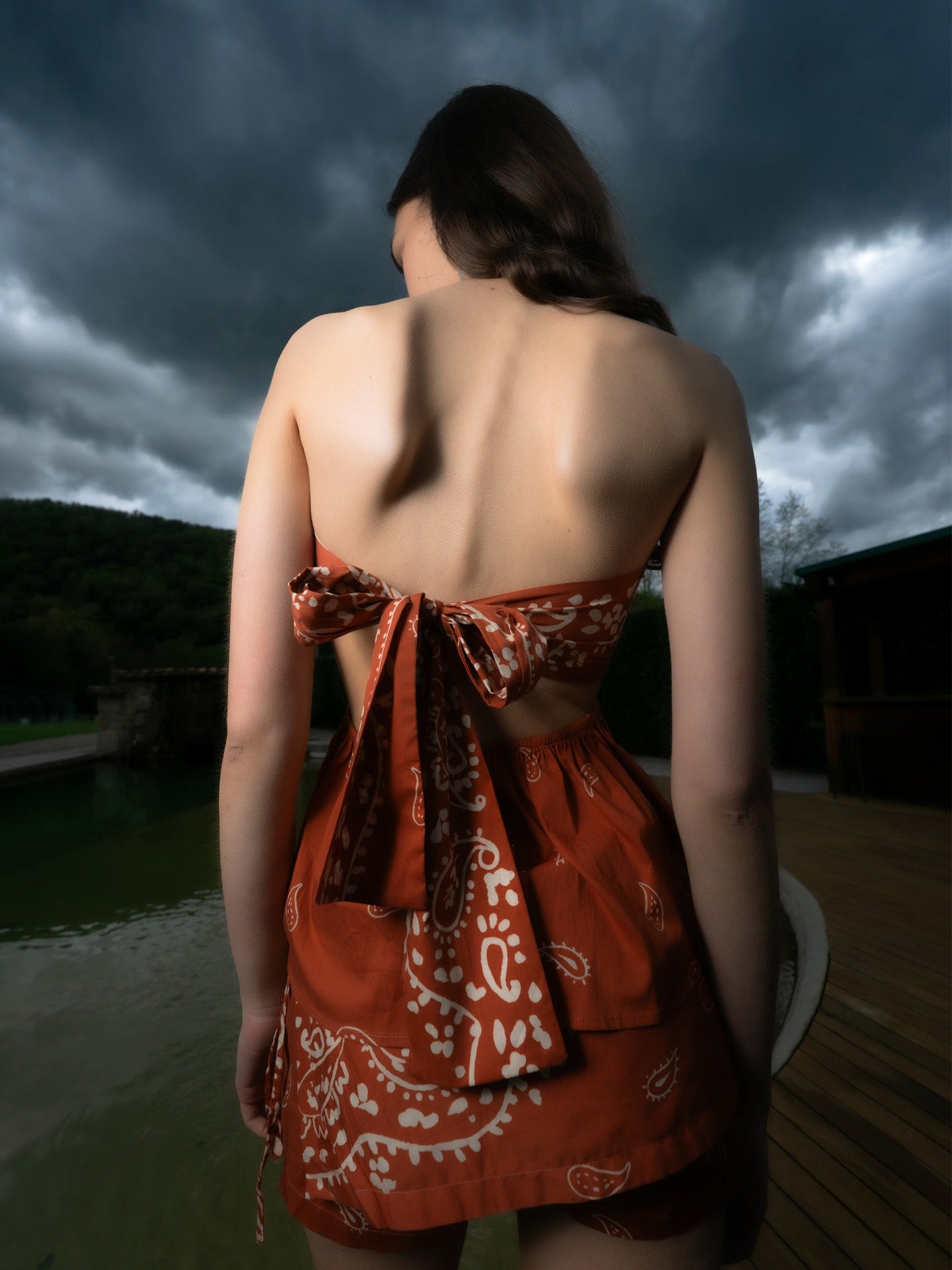 Vision Terracotta Bandana-style Print Skirt