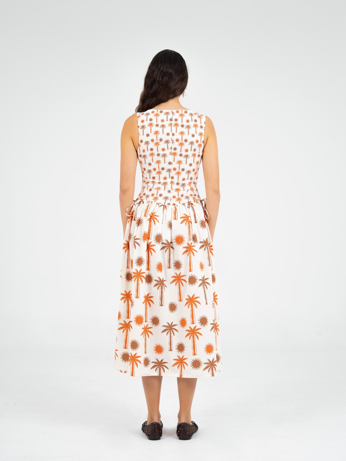 Leora Palm-Printed Dress