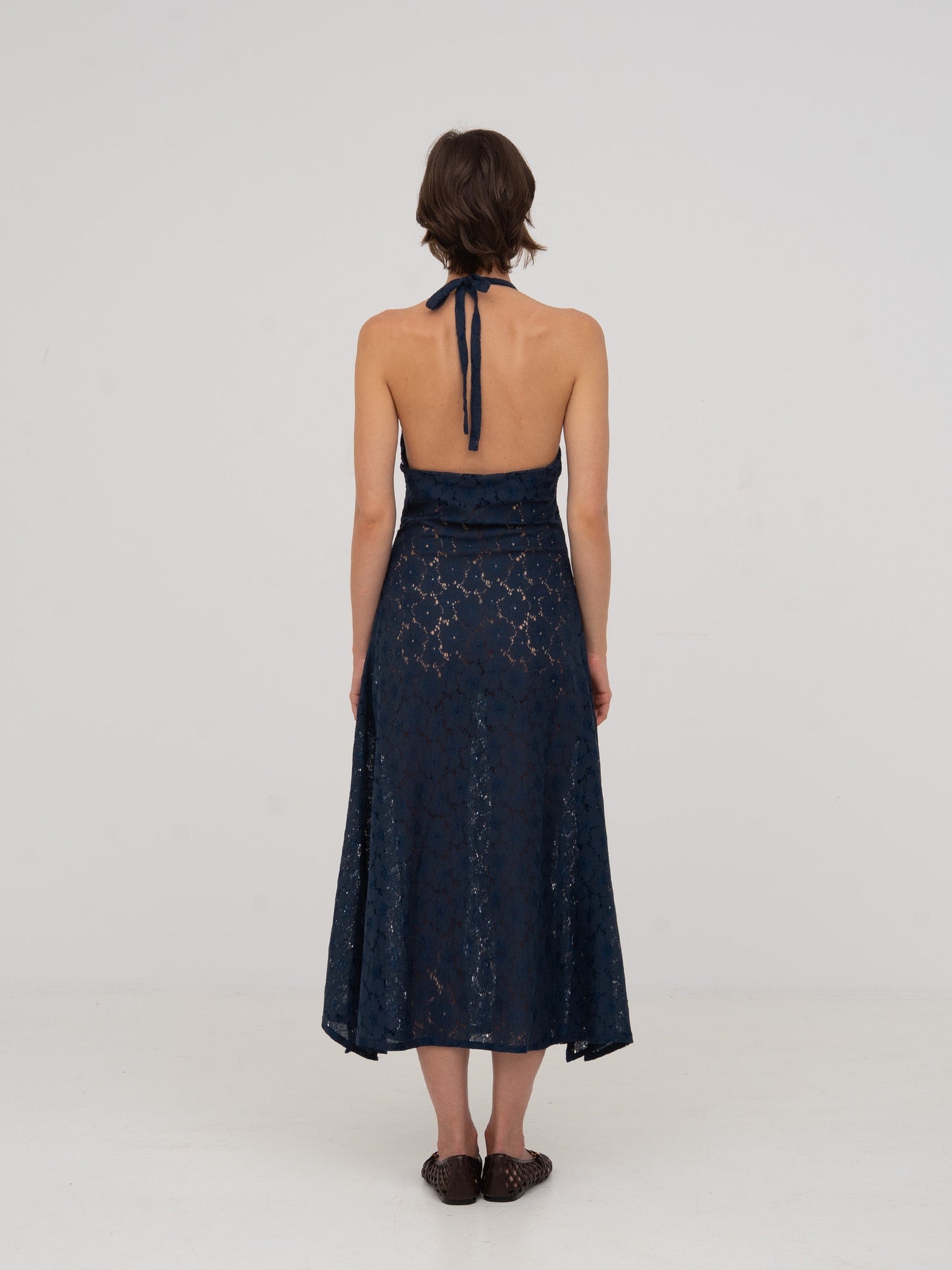 Sense Flower-Embroidery Blue Dress
