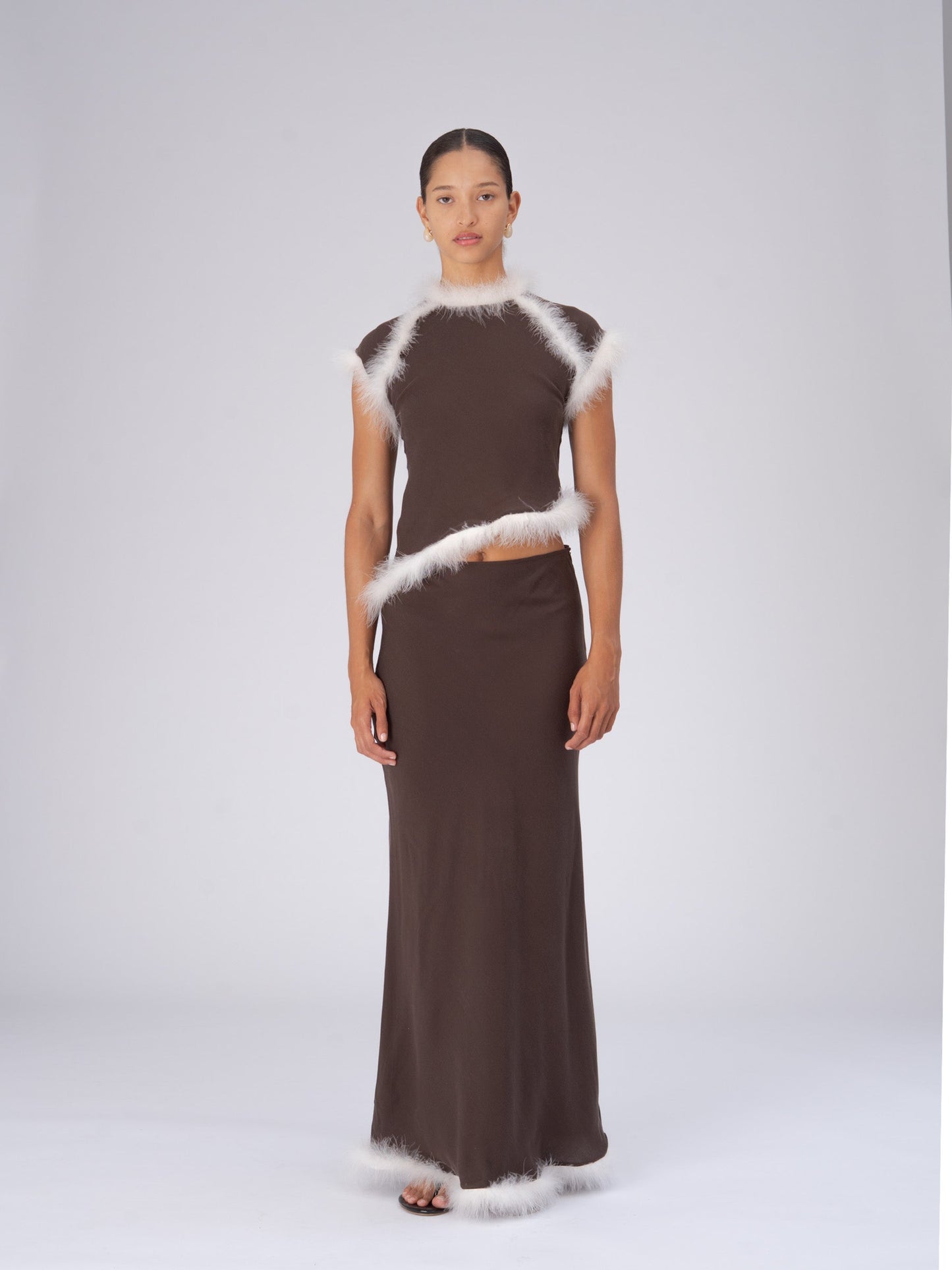 Brown Balance Feather Top