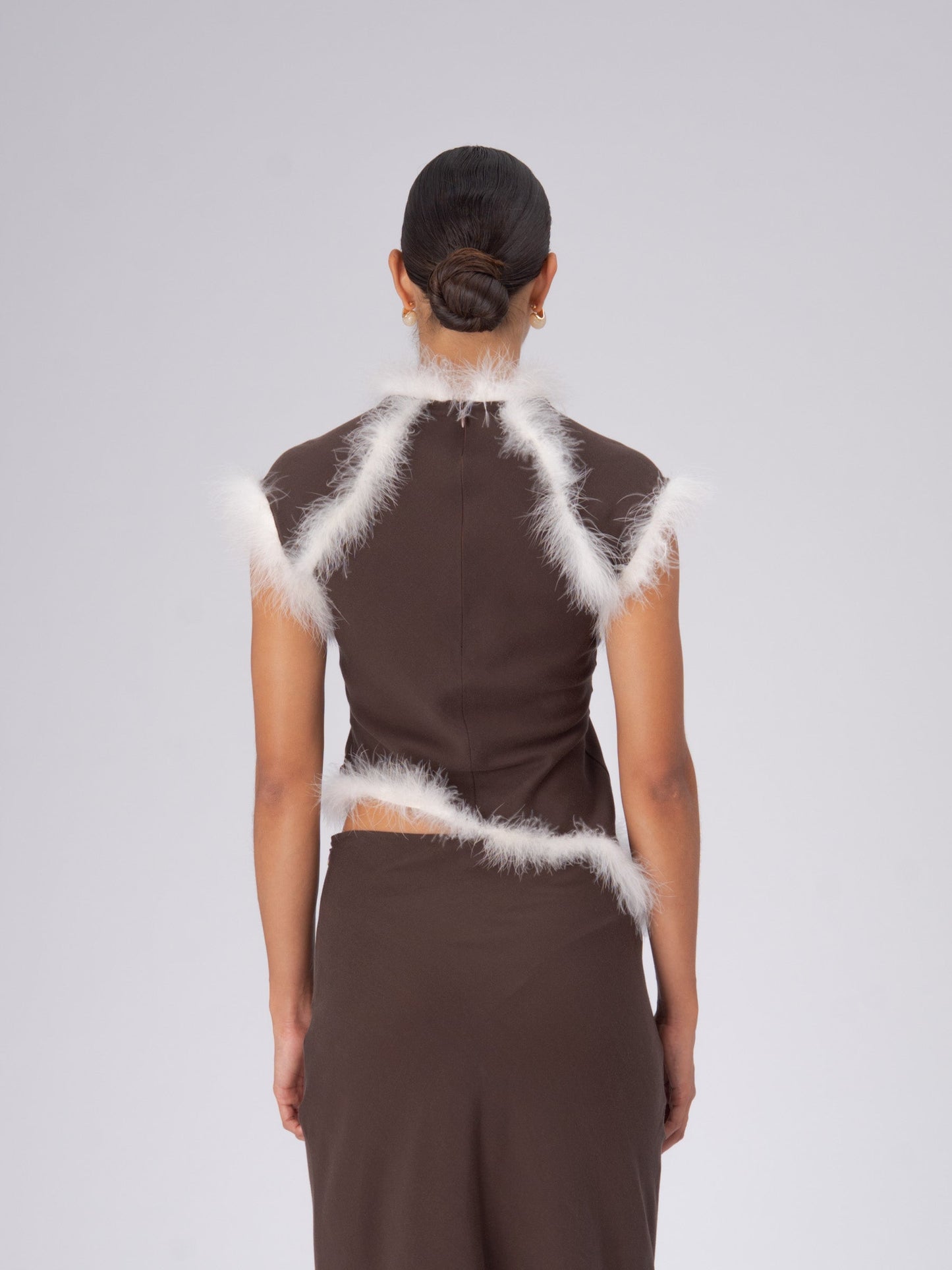 Brown Balance Feather Top