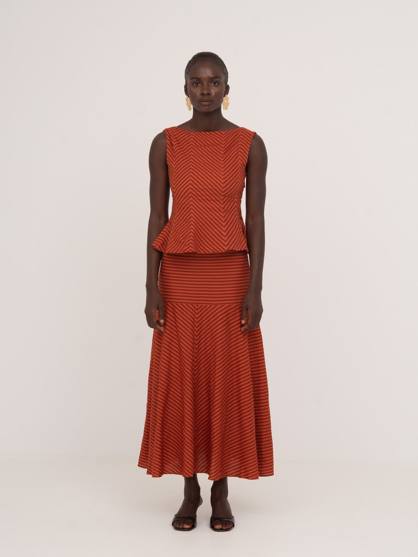 Colombina Red and Orange Striped Occasion Skirt