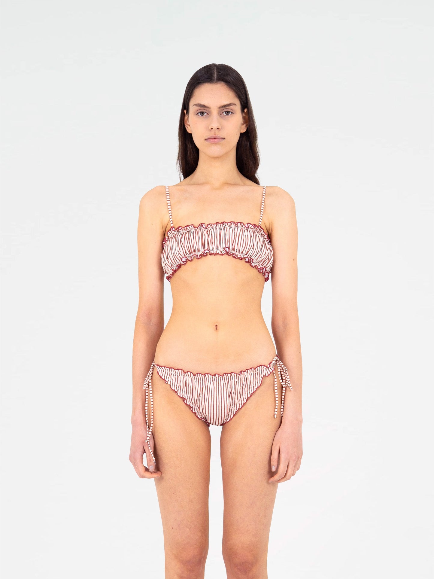Magnus Brown Striped Bikini Top