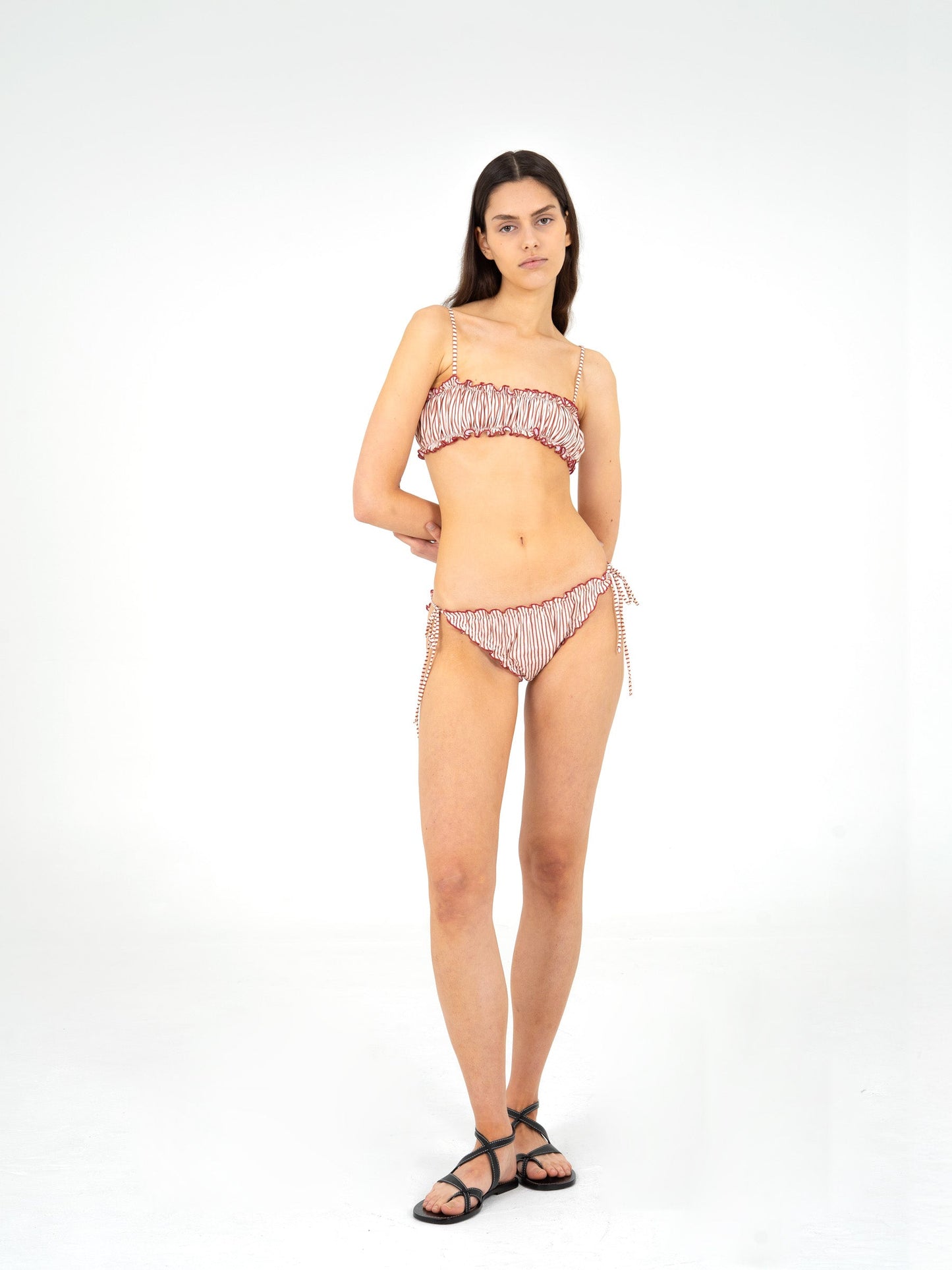 Magnus Brown Striped Bikini Top