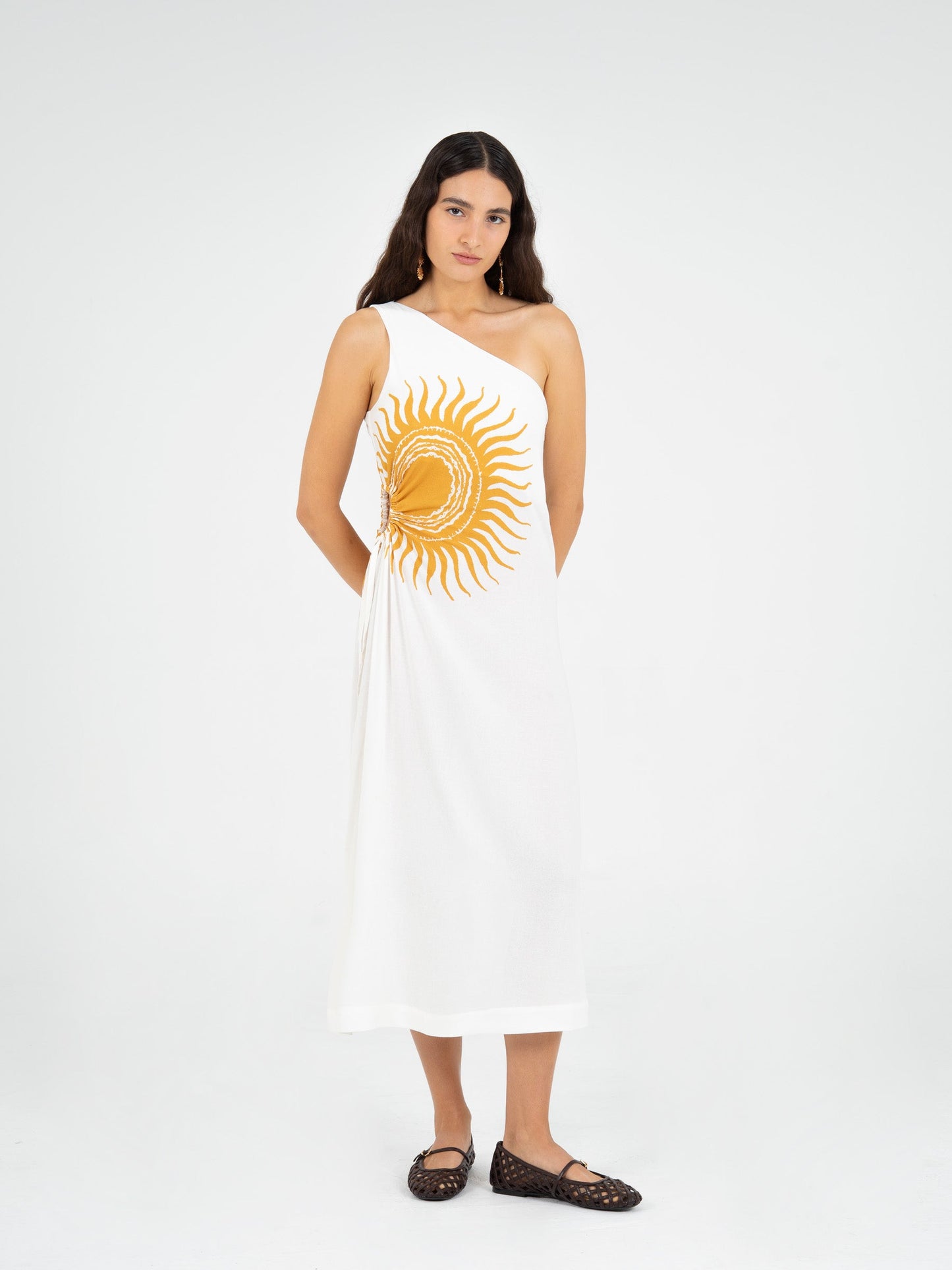 Clara Sun-Printed One-Shoulder Dress/
