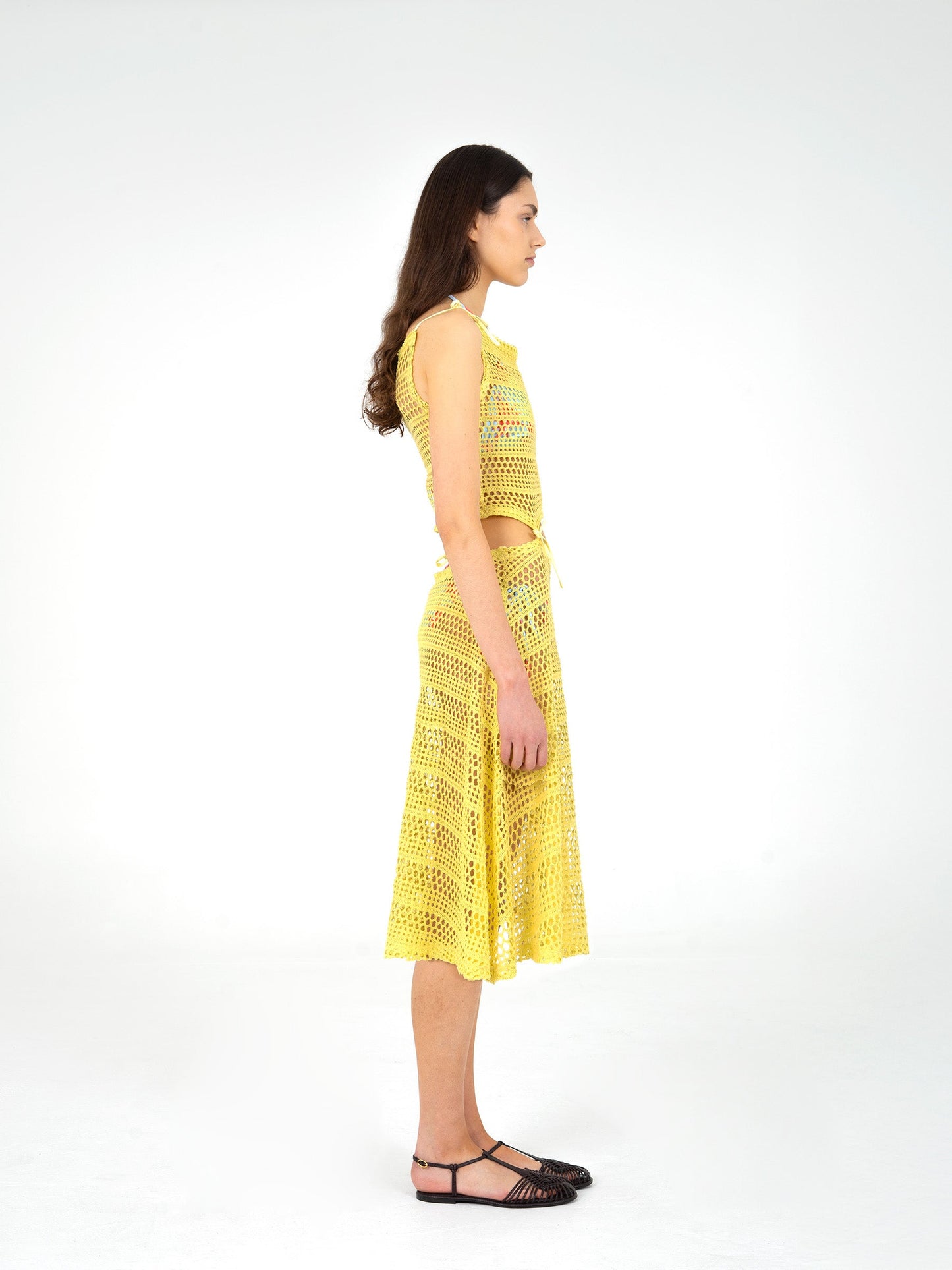 Potion Yellow Sheer Stretch Knit Dress