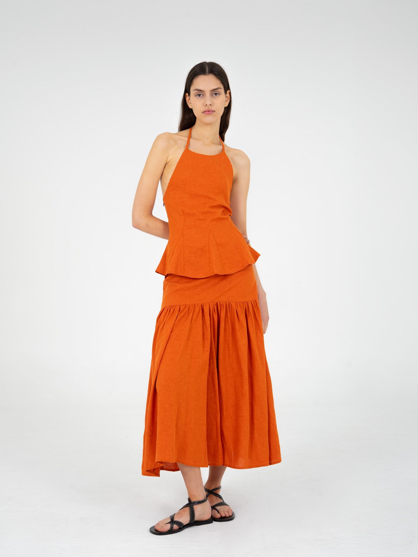 Leo Terracotta Linen Top