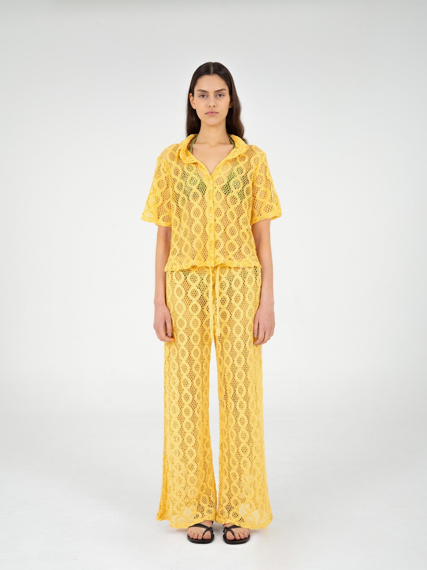 Dexter Yellow Crochet Pants