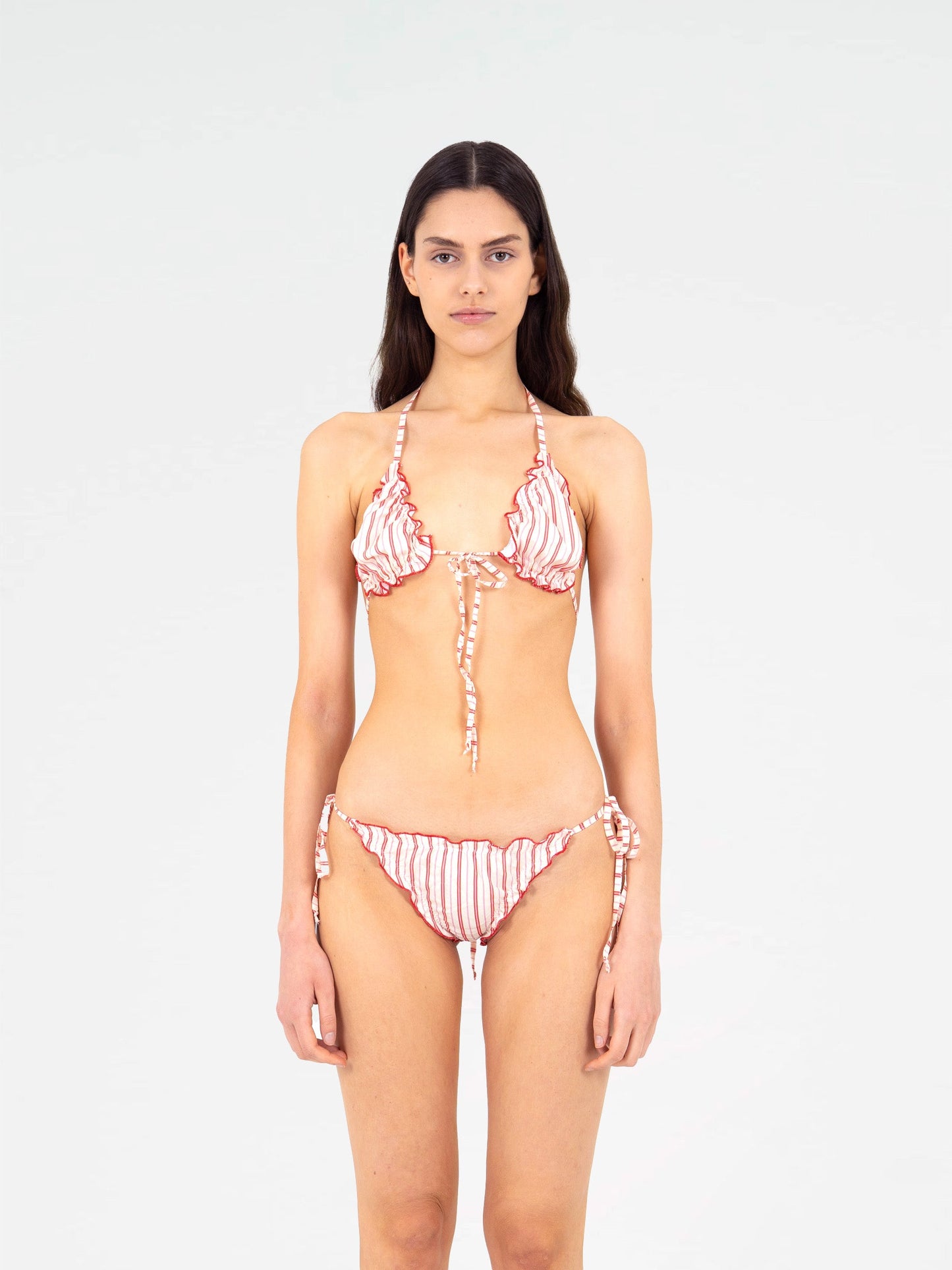 Alchemist Striped Ruched Bikini Top