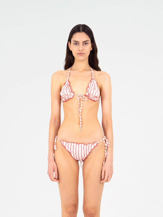 Alchemist Striped Ruched Bikini Top