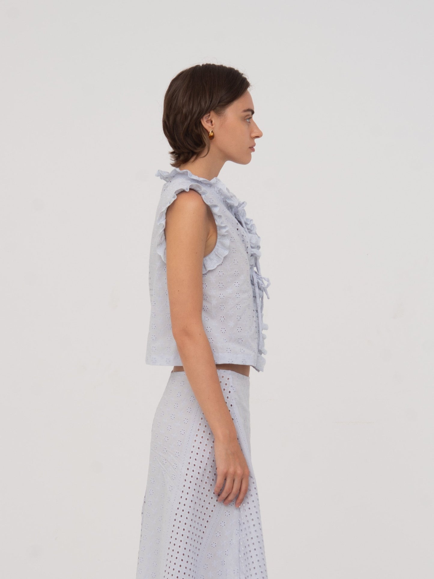 Lumora Blue Broderie Vest