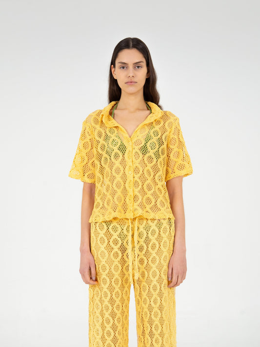 Dexter Yellow Crochet Shirt