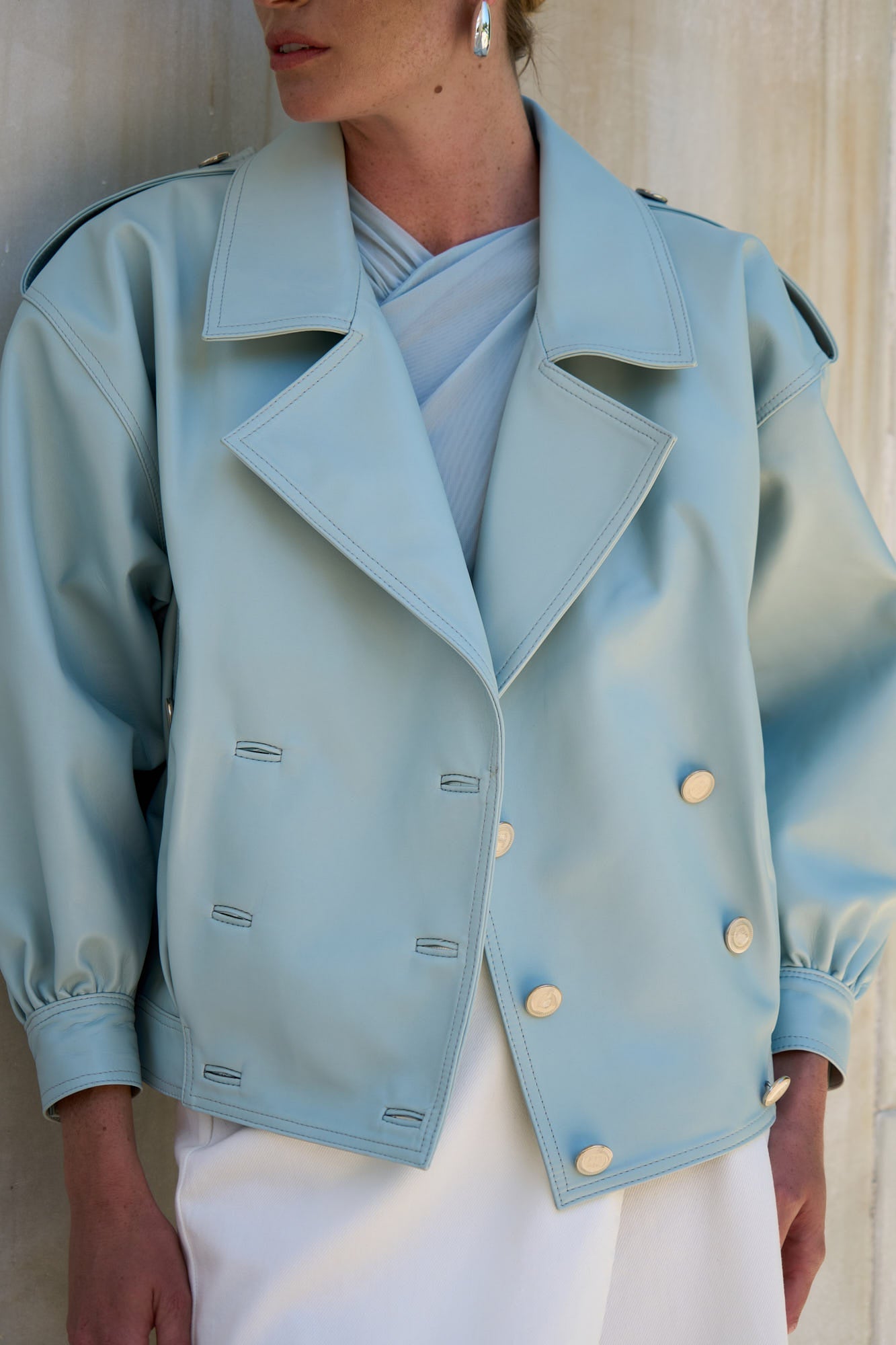 Baby Blue Leather Jacket Limited Edition