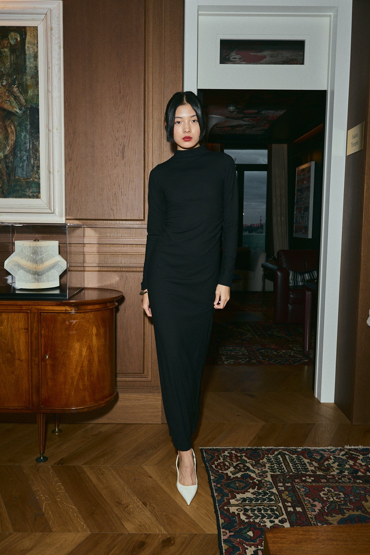 merino maxi dress Siren Knit Maxi Dress in Black Merino Wool