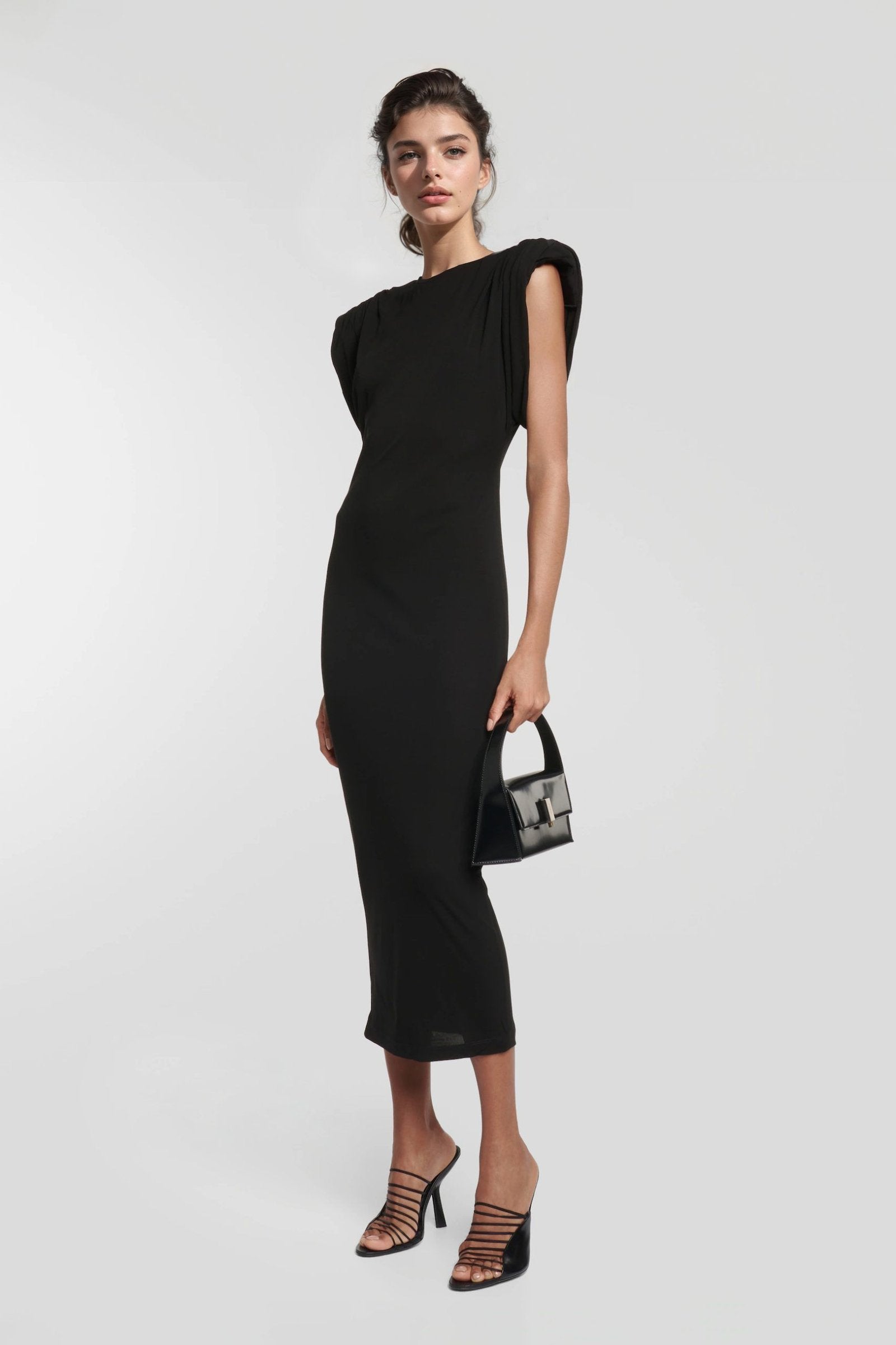 ruched jersey midi dress Alma Bordada Dress